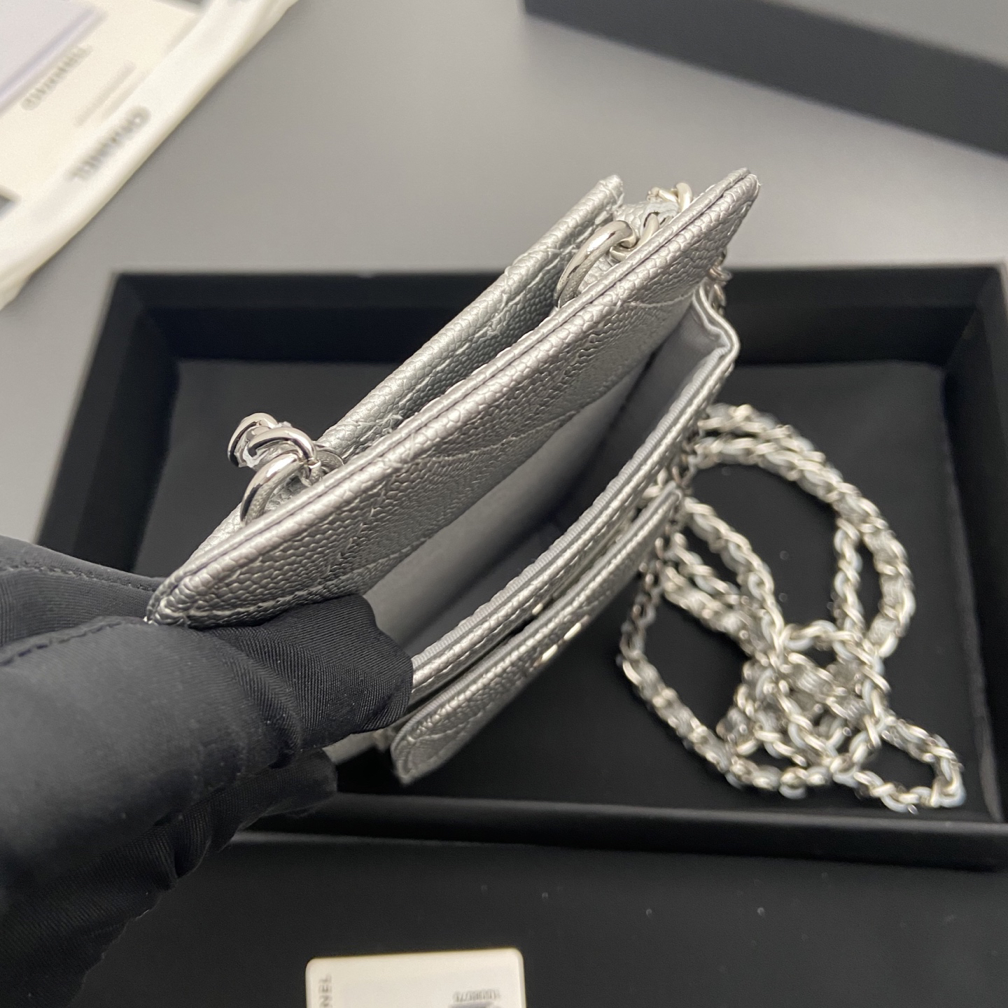 [TOP] CHANEL Phone Bag 18.5-9-3cm - Grey