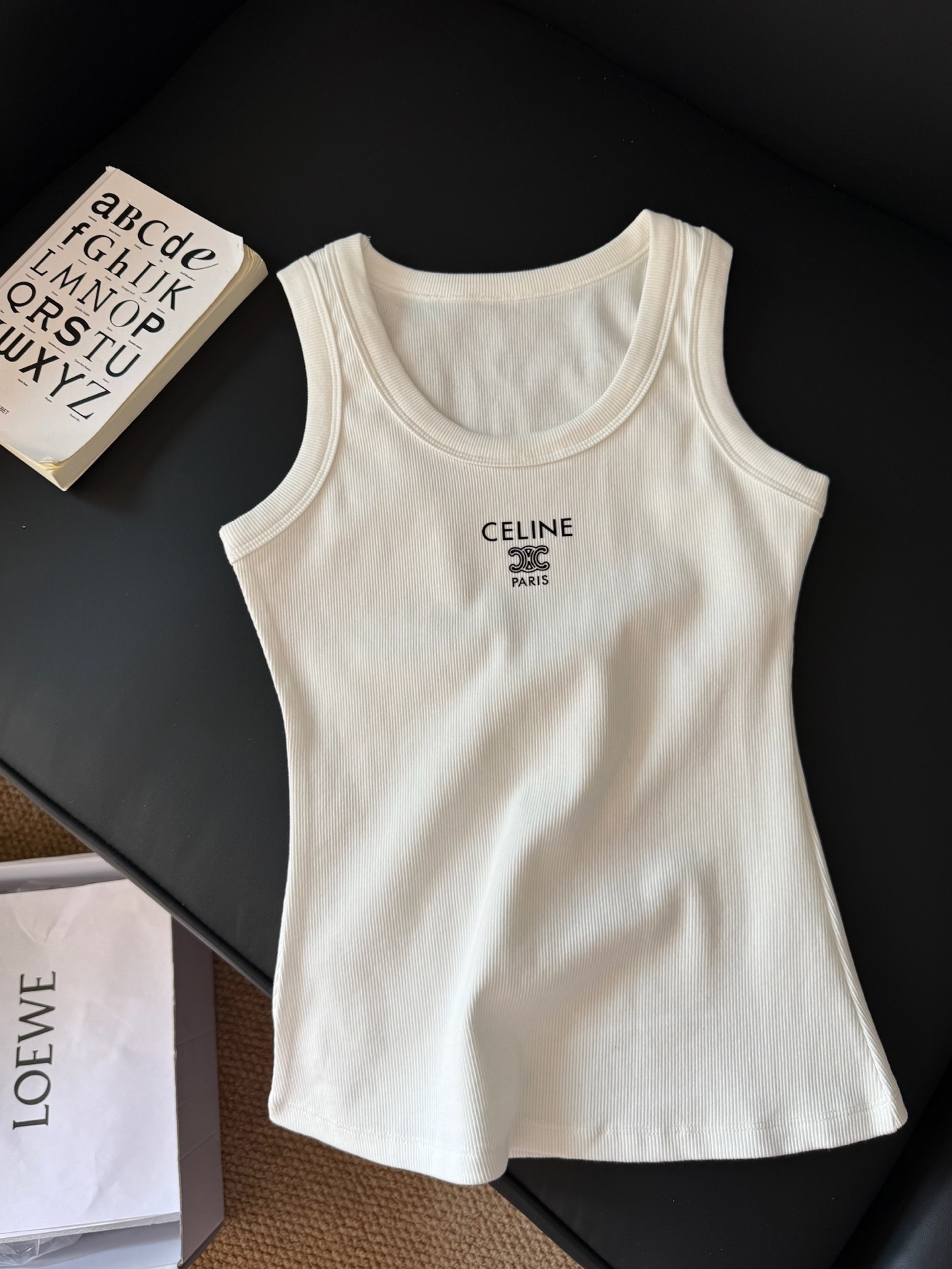 [TOP] CELINE U-neck Striped Vest - 2 Colors