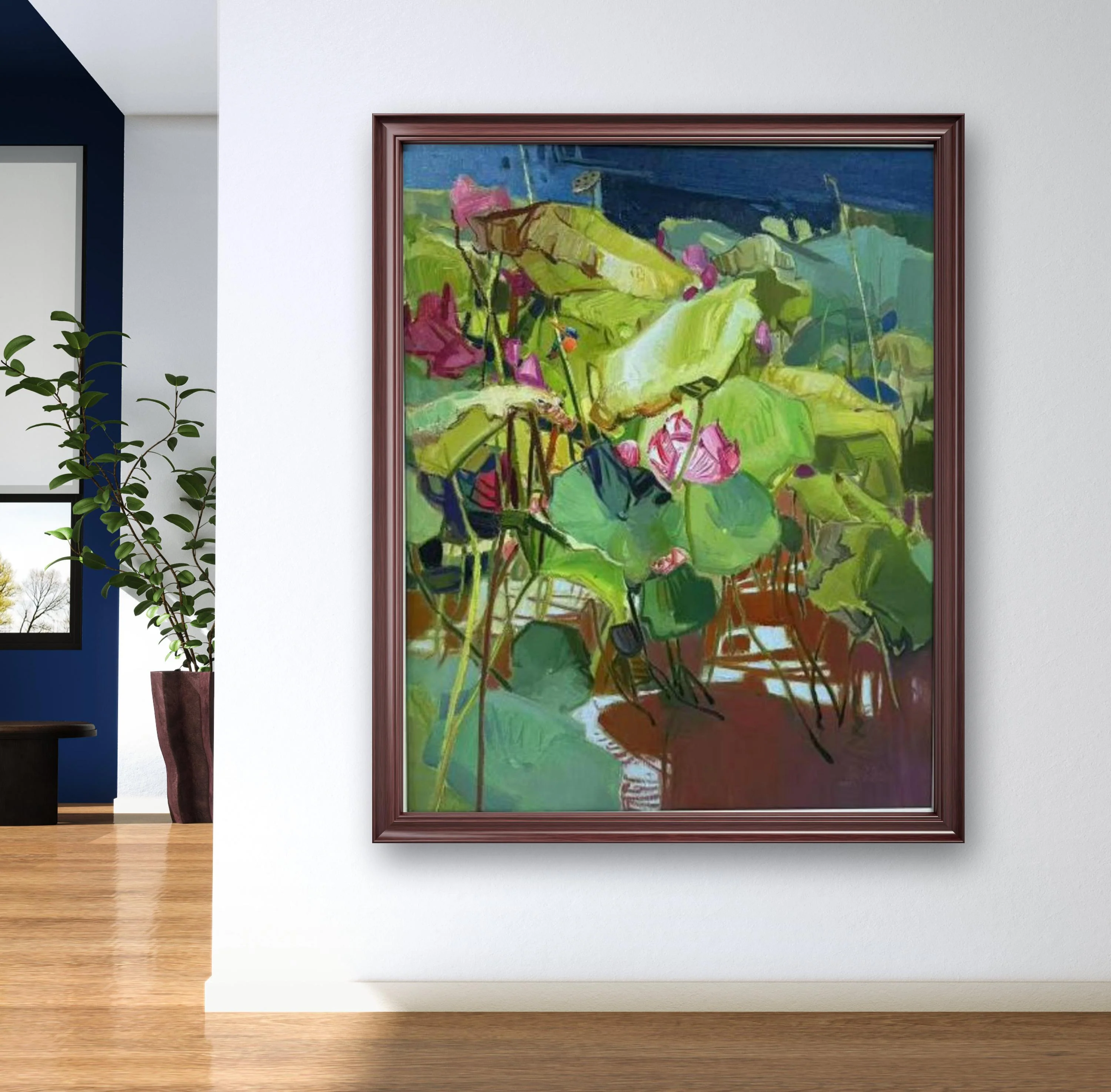 Moonlight over the lotus pond