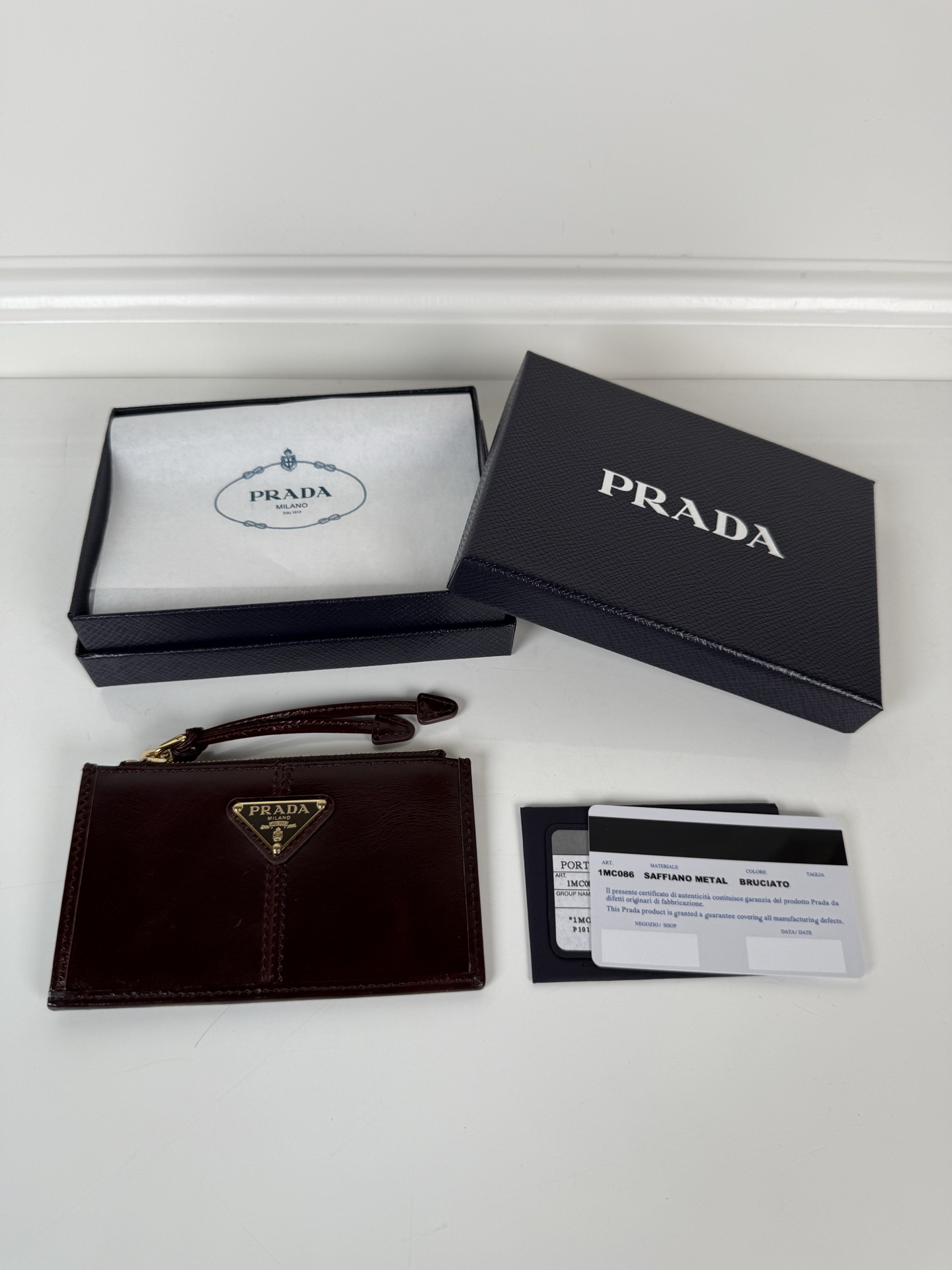 [TOP] PRADA Short Wallet 8cm*13cm - Wine Red - 711 Luxury