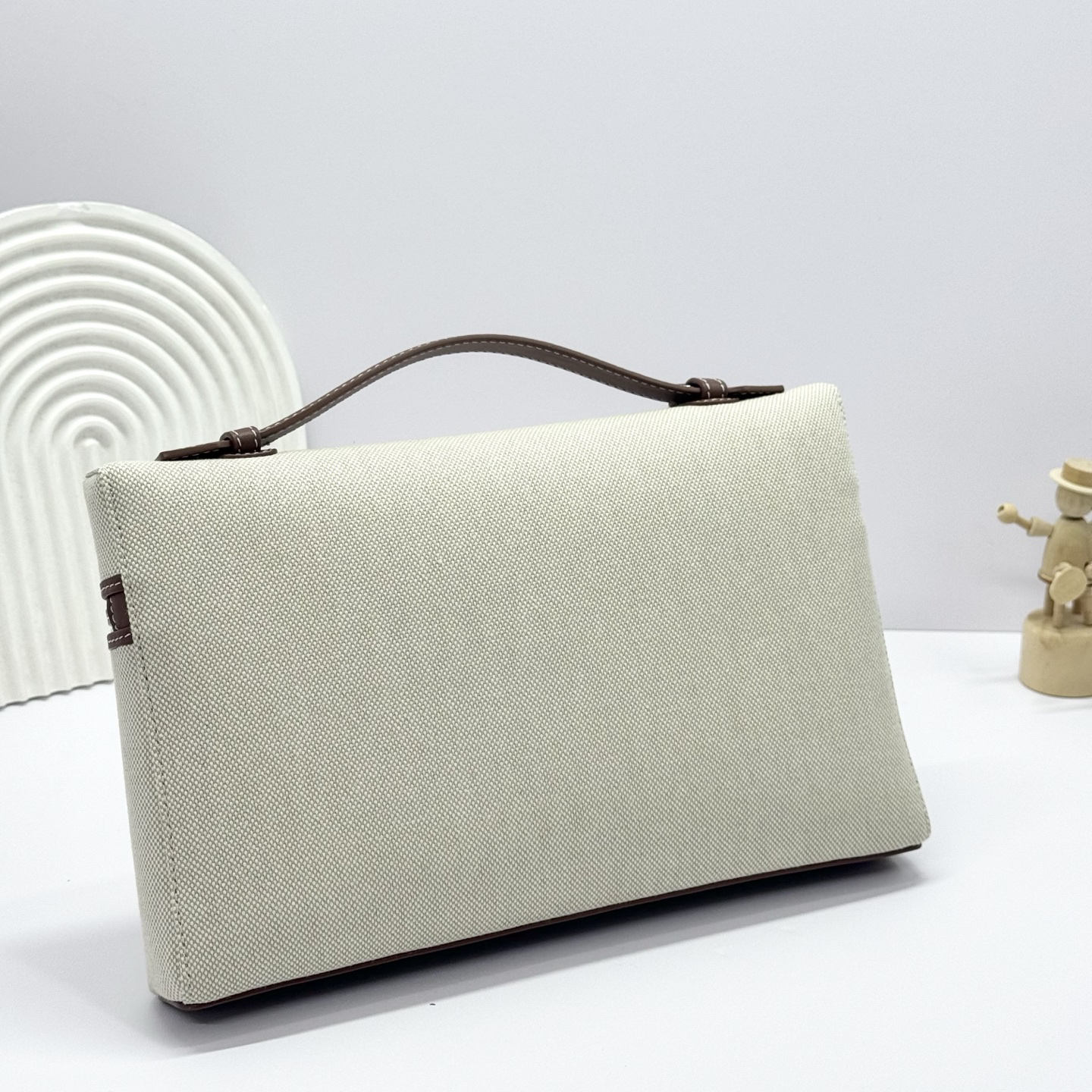 [TOP] Loro Piana Extra Pouch Bag Canvas 29x17x5cm - Beige and Brown - 711 Luxury