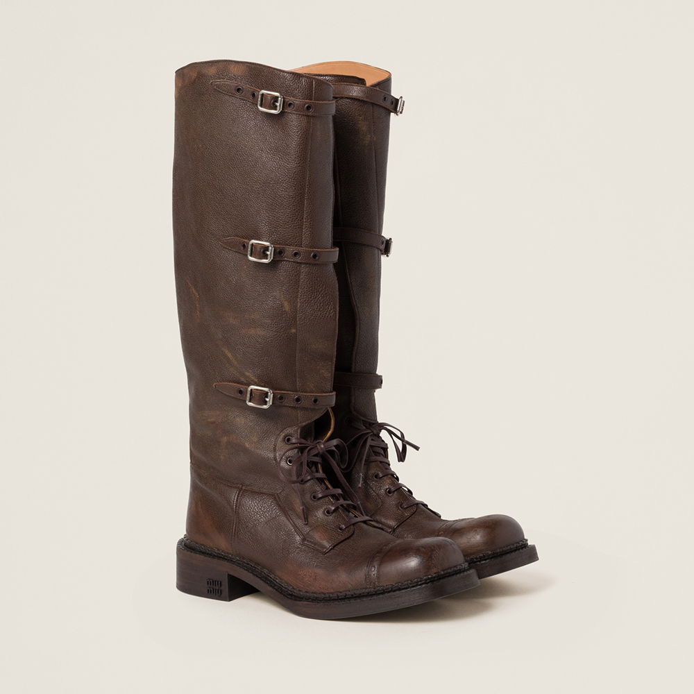 Designer black Shoes MiuMiu Black Leather Boots #322968 View 2 | Nigo Office