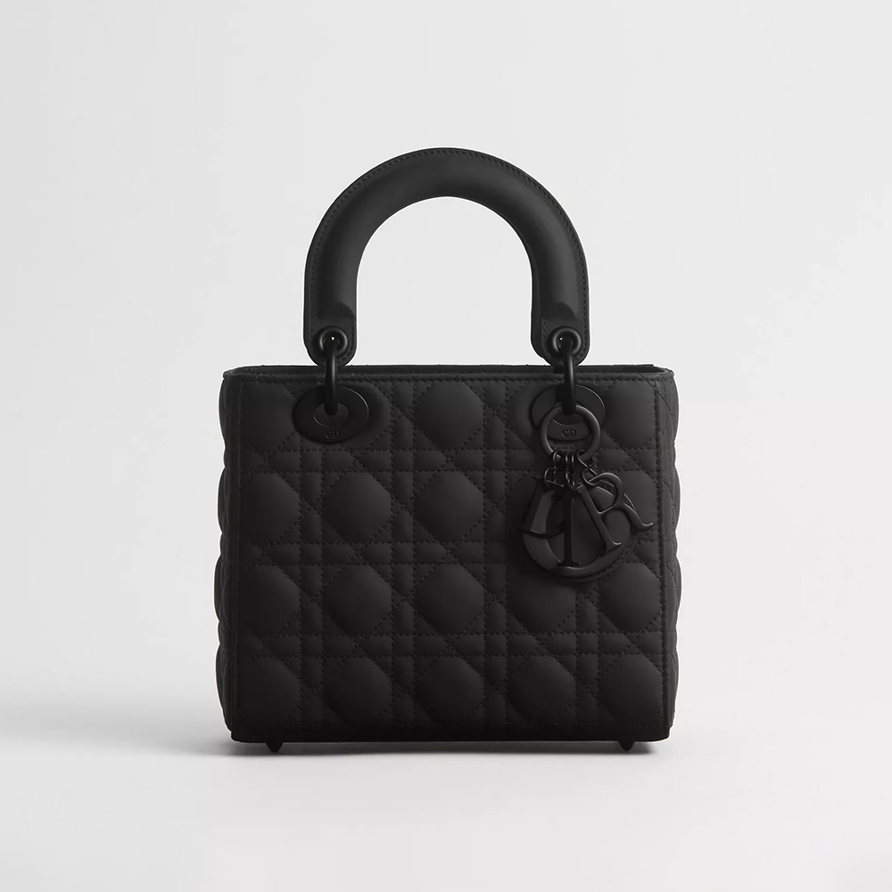 DIOR Small Lady Dior My ABCDior Bag Black Ultramatte Cannage Calfskin #396993