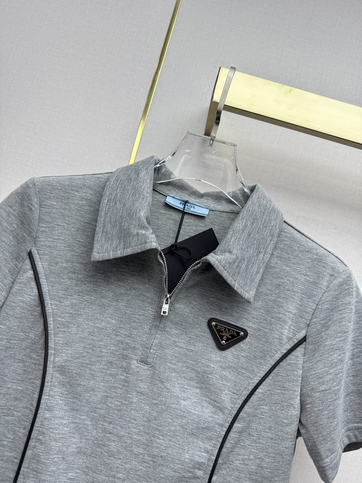 [TOP] PRADA Polo T-shirt + Pants Set - Gray