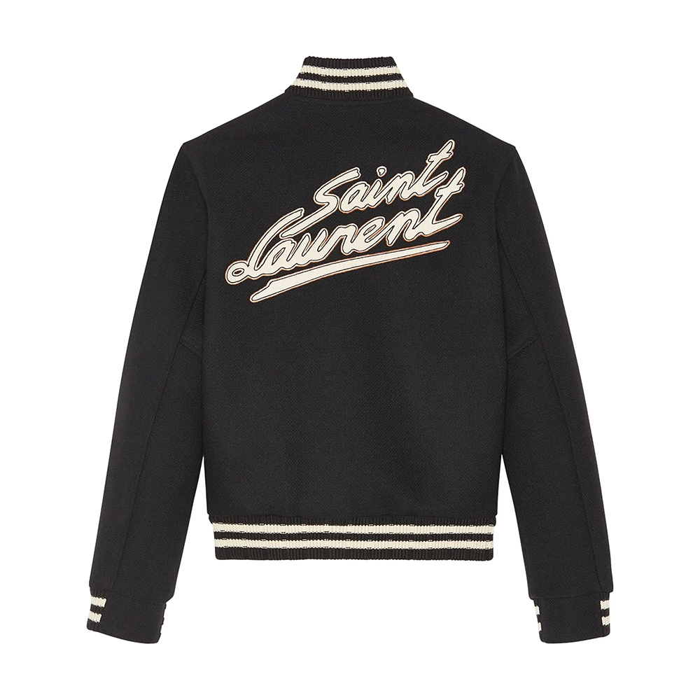 Saint Laurent Clothing Saint Laurent Wool-Rich Logo Bomber Jacket #393158 | Nigo Office