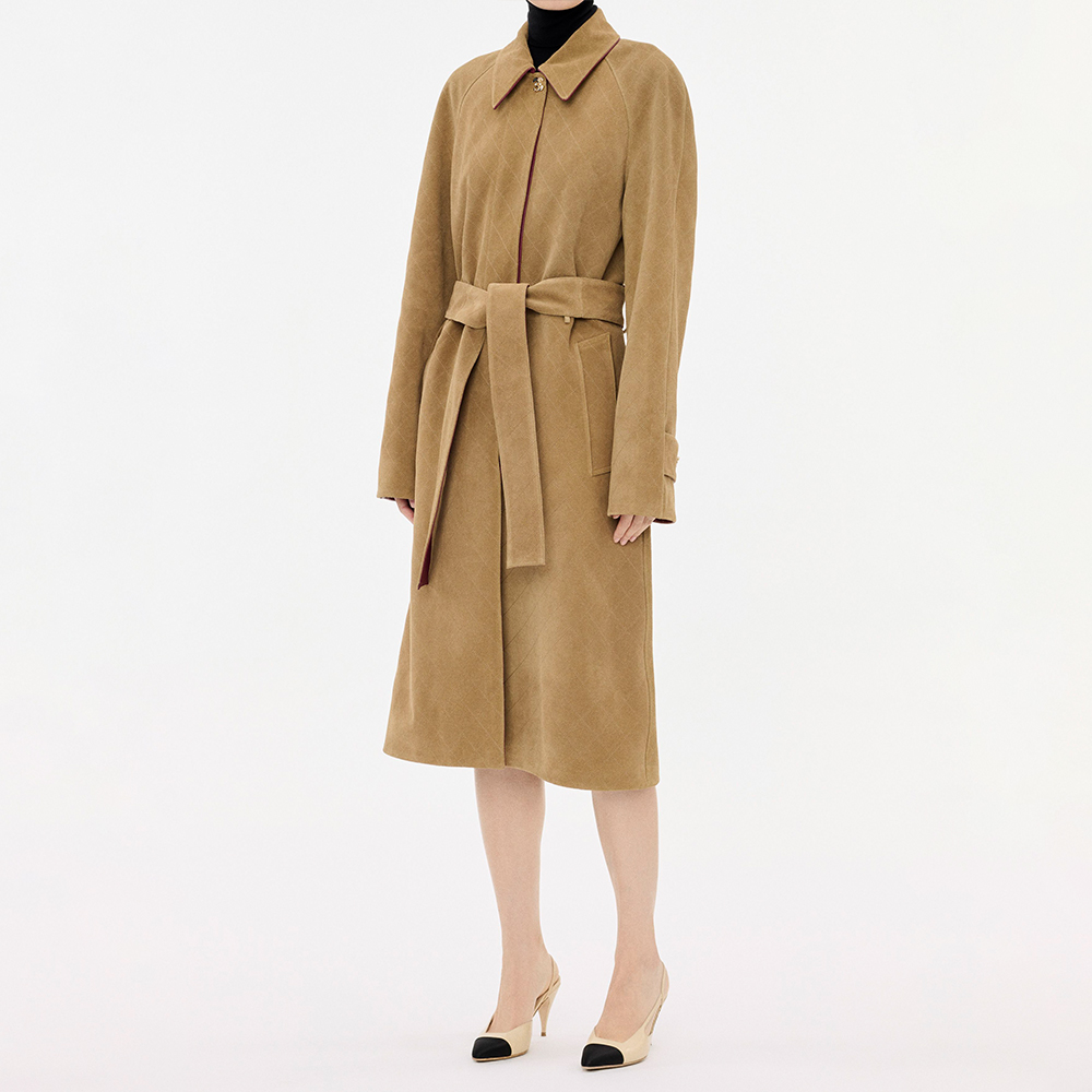 Chanel beige Clothing CHANEL Coat Suede Calfskin Fango Beige #393310 | Nigo Office