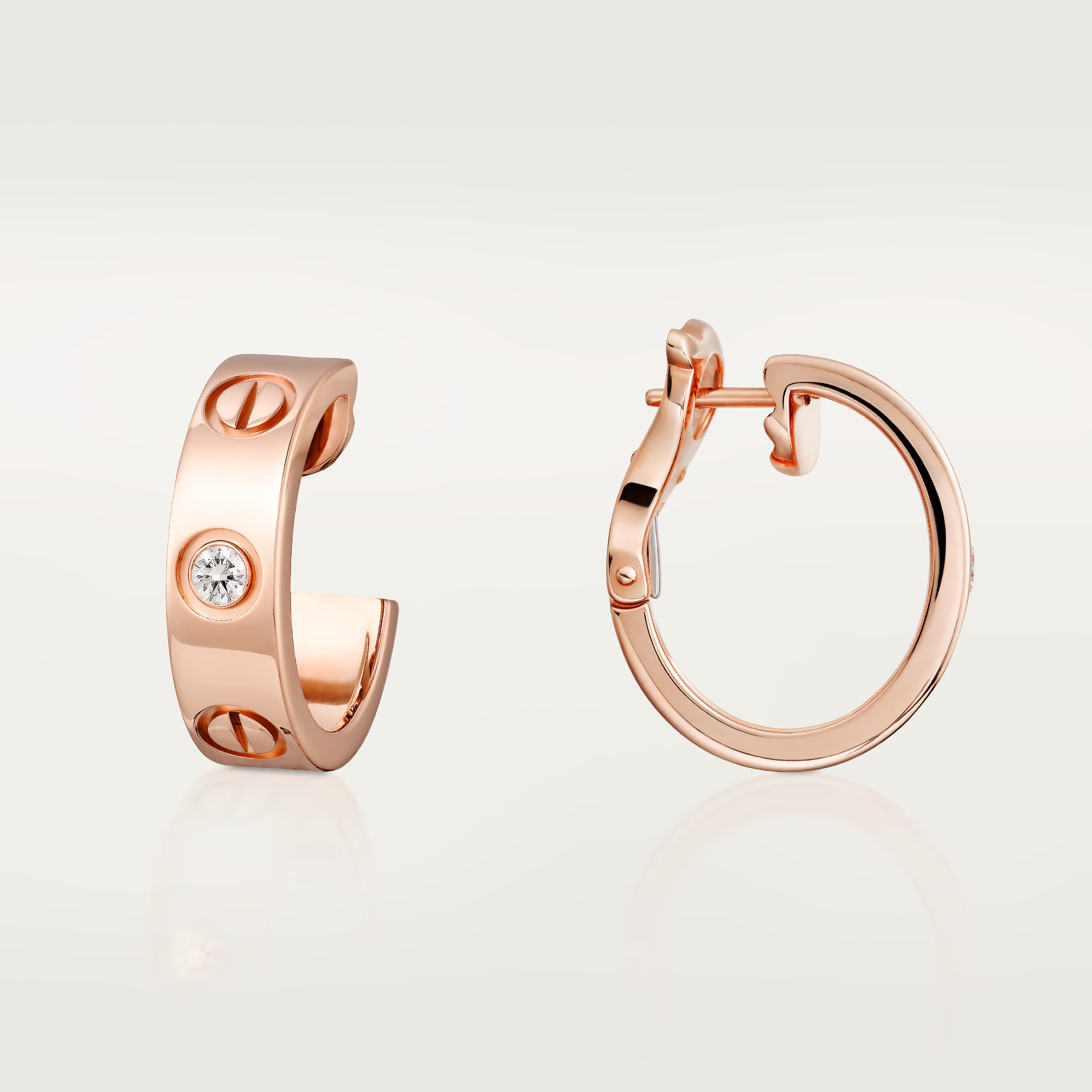 Carty Love Grand Union Earrings, Rose Gold, 2 Moissanite