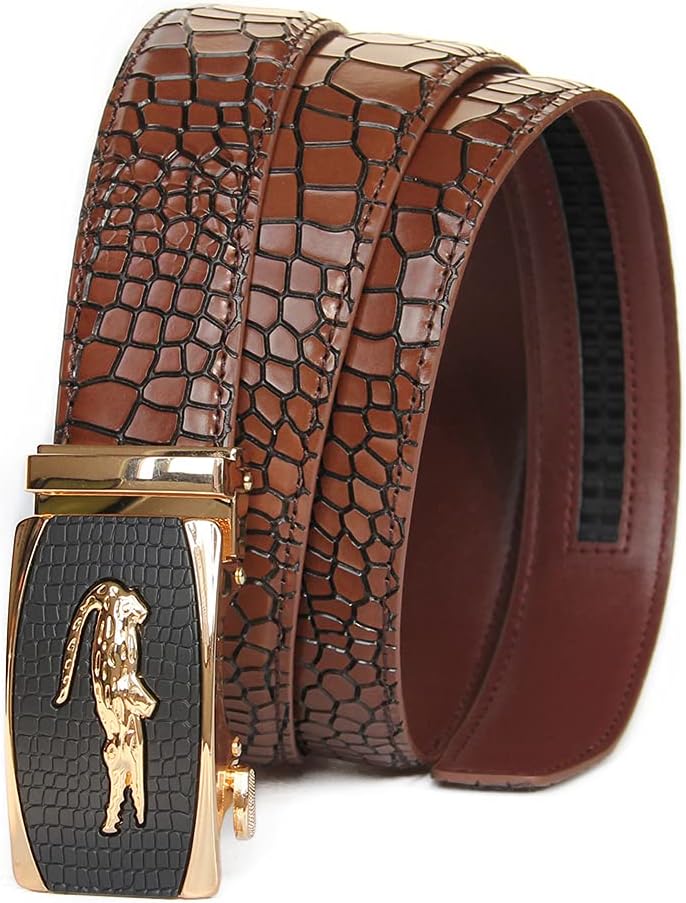 Bpstar Mens Belt, Ratchet Belts Adjustable Automatic Buckle PU Leather belt for men - Trim to Fit