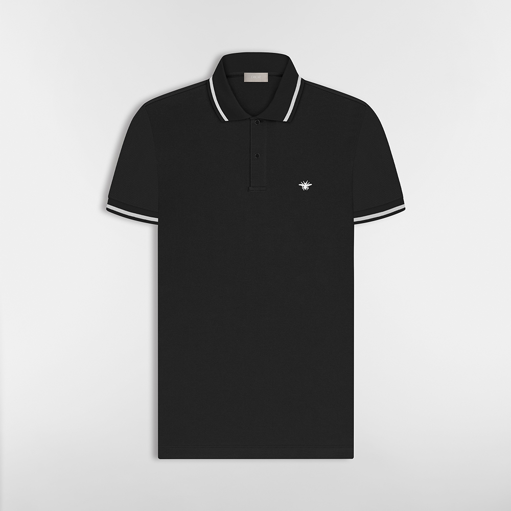 Dior black Clothing DIOR Polo Shirt with Bee Embroidery Black Cotton Piqué #389938 | Nigo Office