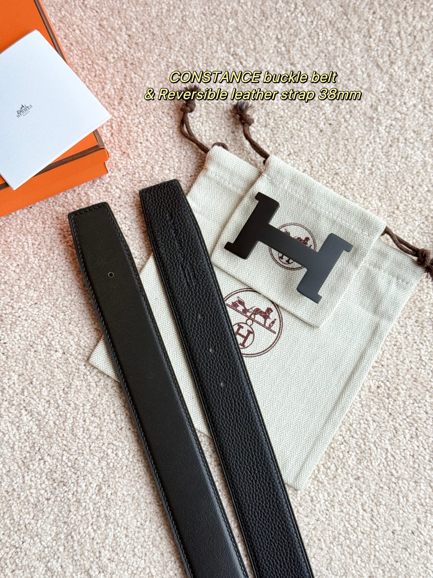 [TOP] HERMES Men's  Belt 3.8cm - Black - 711 Luxury