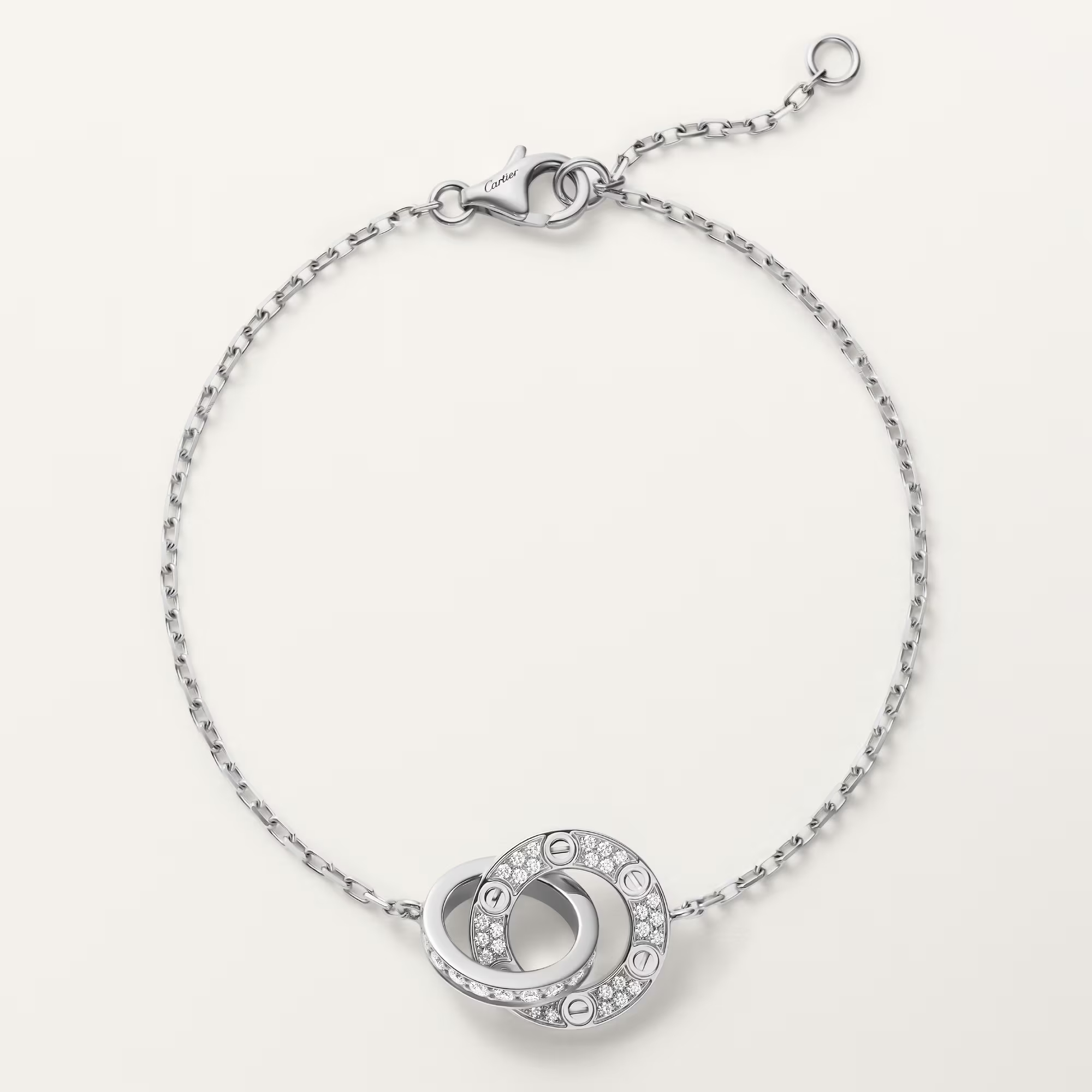 Carty Love Luna Loop Bracelet, White Gold, Paved