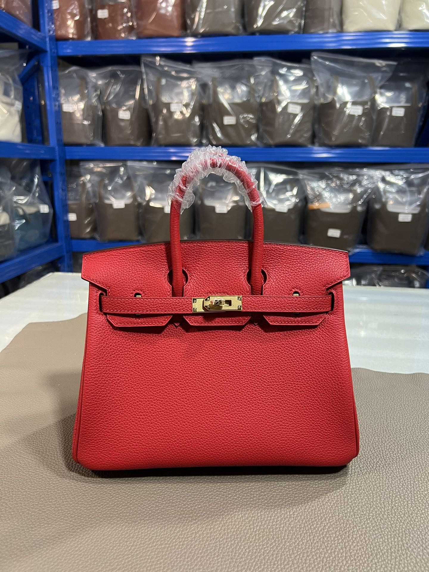 [TOP] HERMES Birkin Togo Leather 25cm - Rouge Casaque & GHW