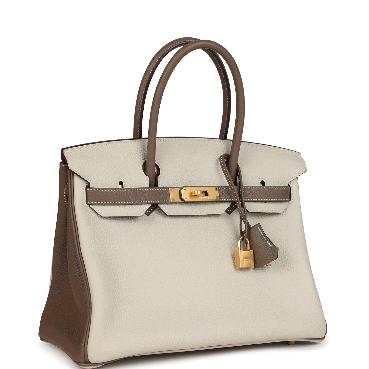 Hermes Special Order (HSS) BirkinEtoupe and Craie Togo Brushed Gold Hardware