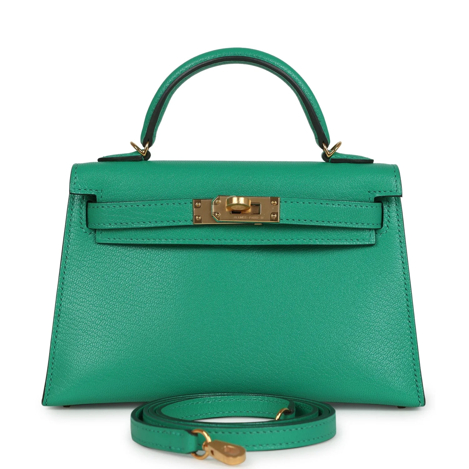 Hermes Kelly Sellier  Menthe Chevre Chamkila Gold Hardware