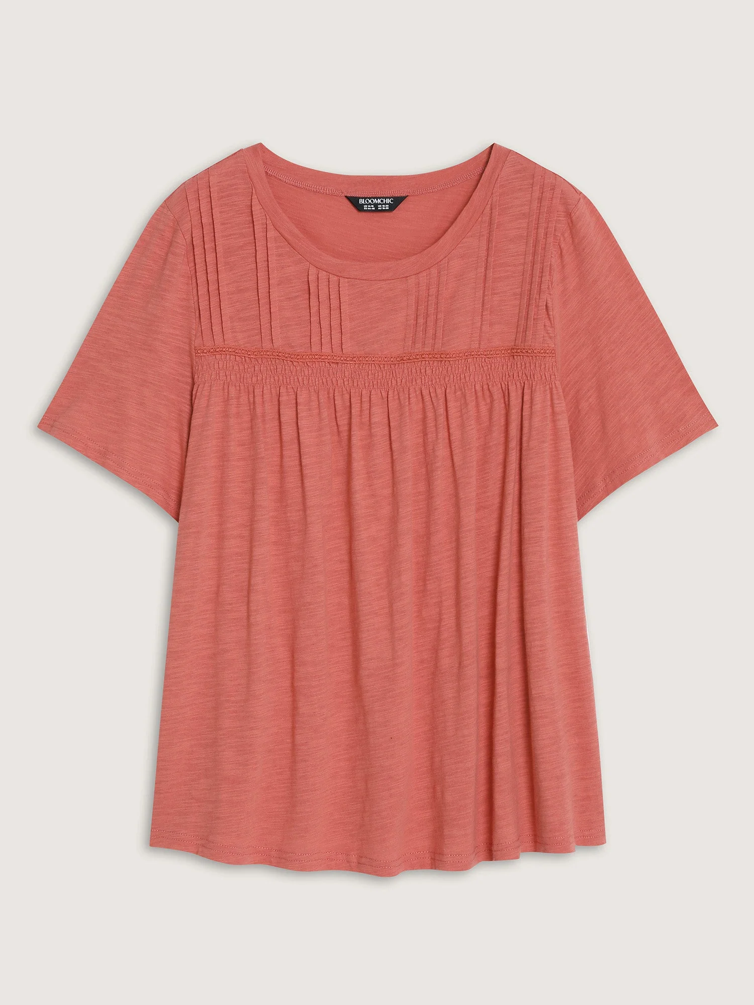 Cotton Stretchy Lace Trim Flowy T-Shirt