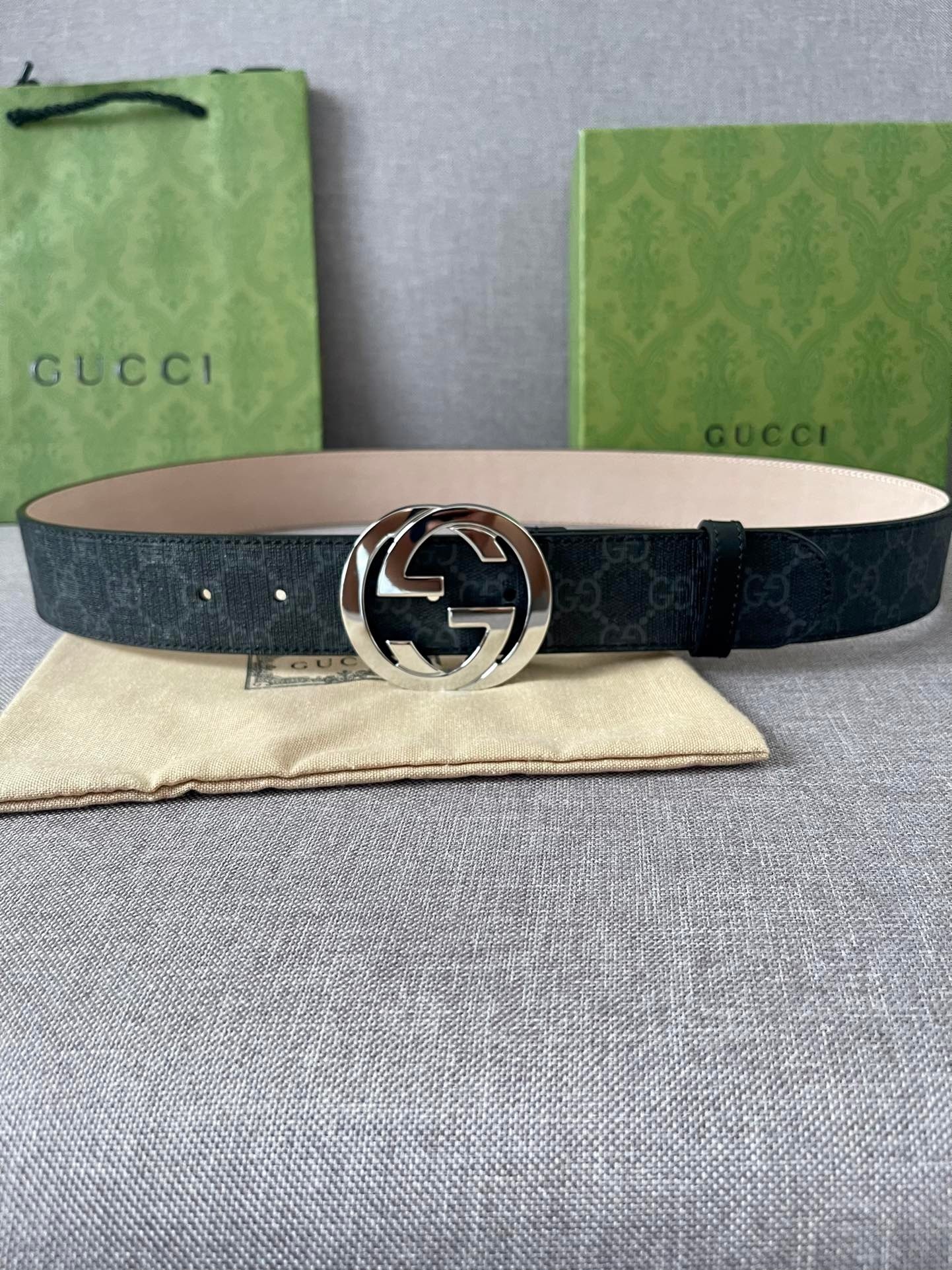 [TOP] GUCCI GG Belt Cowhide/Canvas 4.0cm - Black - 711 Luxury