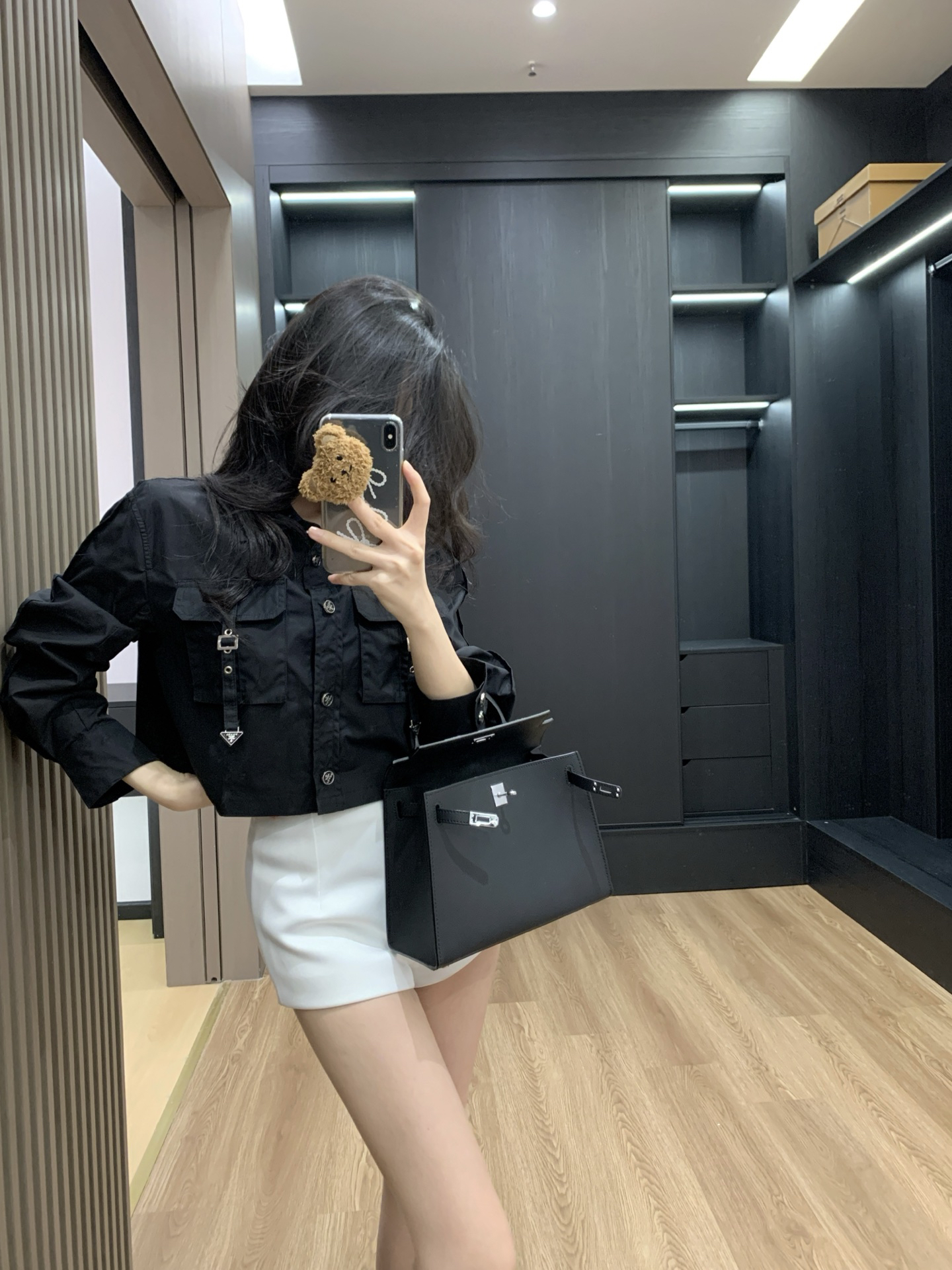 [TOP] PRADA Workwear-Style Short Shirt - Black