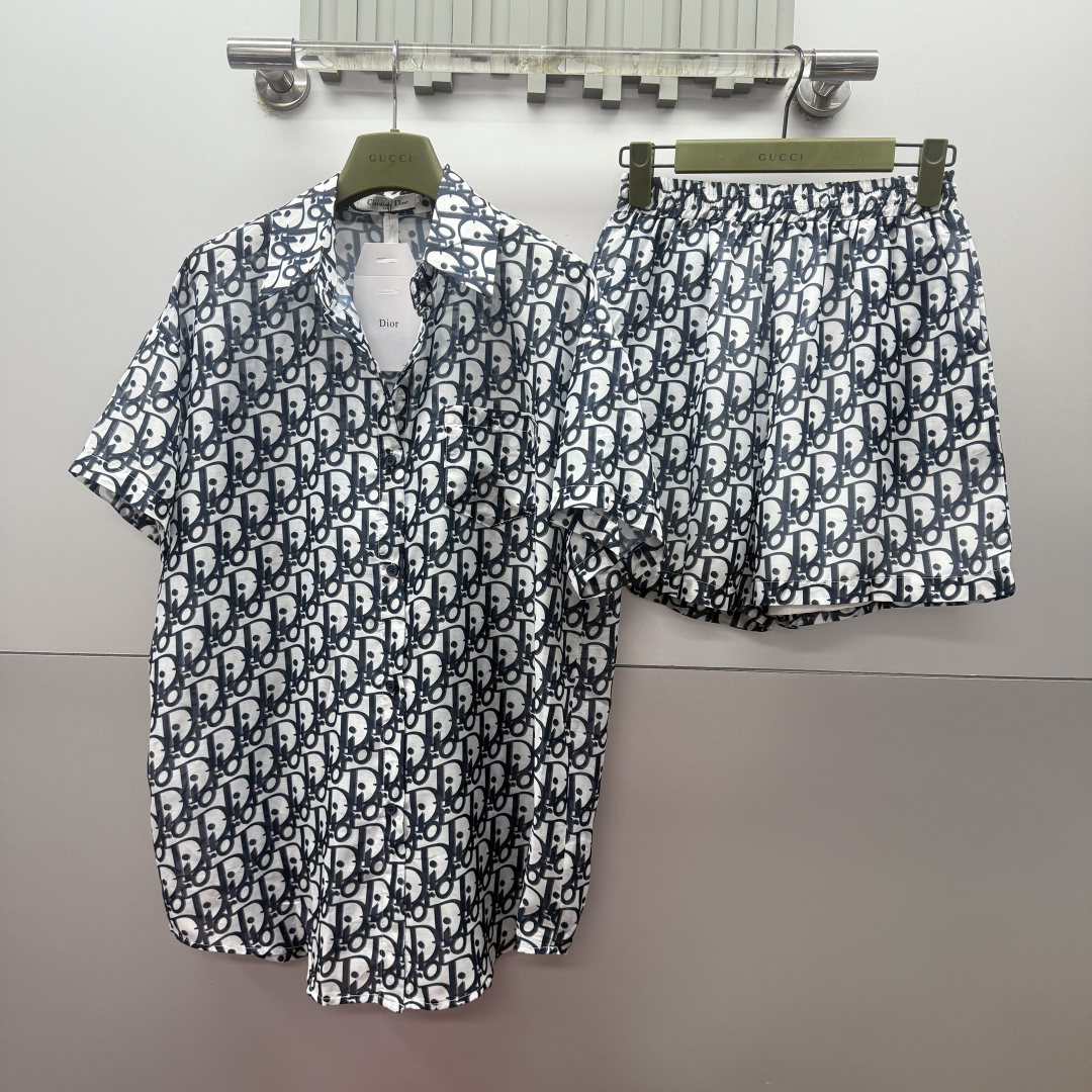 [TOP] Christian Dior  Shirt + Shorts Suit - Blue