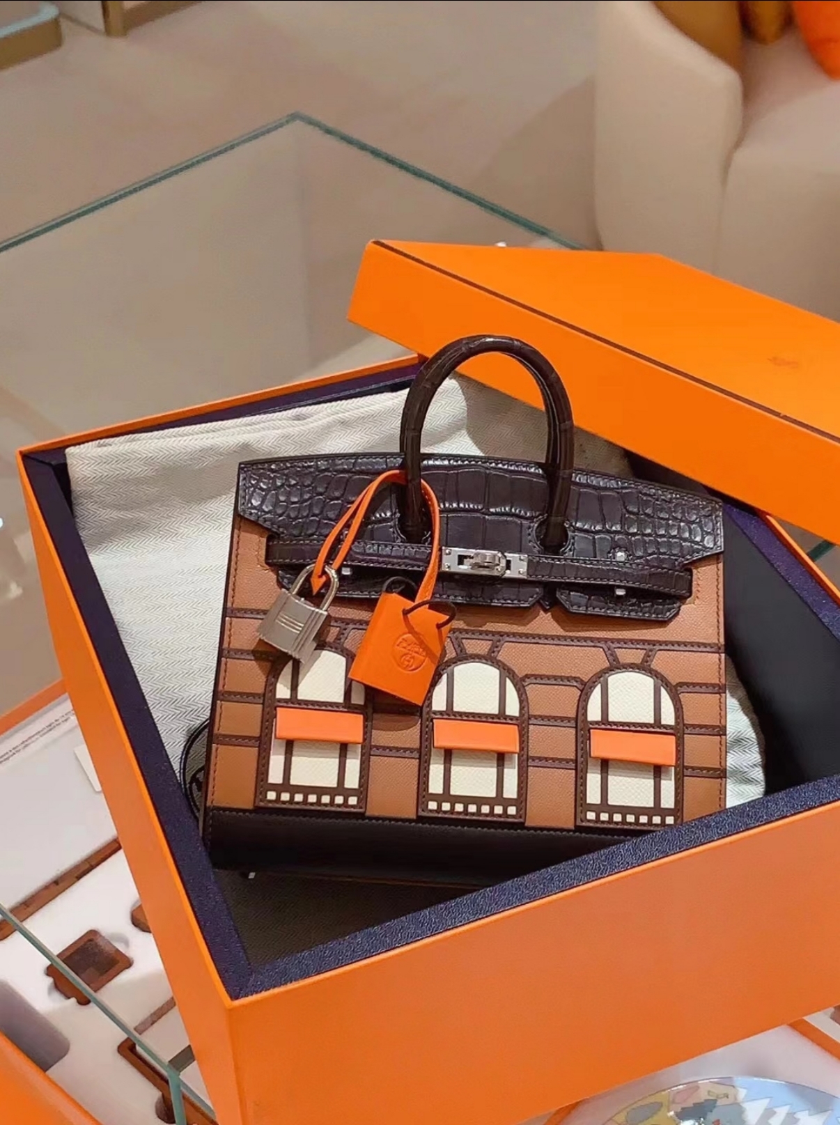 Hermès Advanced customization Birkin 20 crocodile skin brown