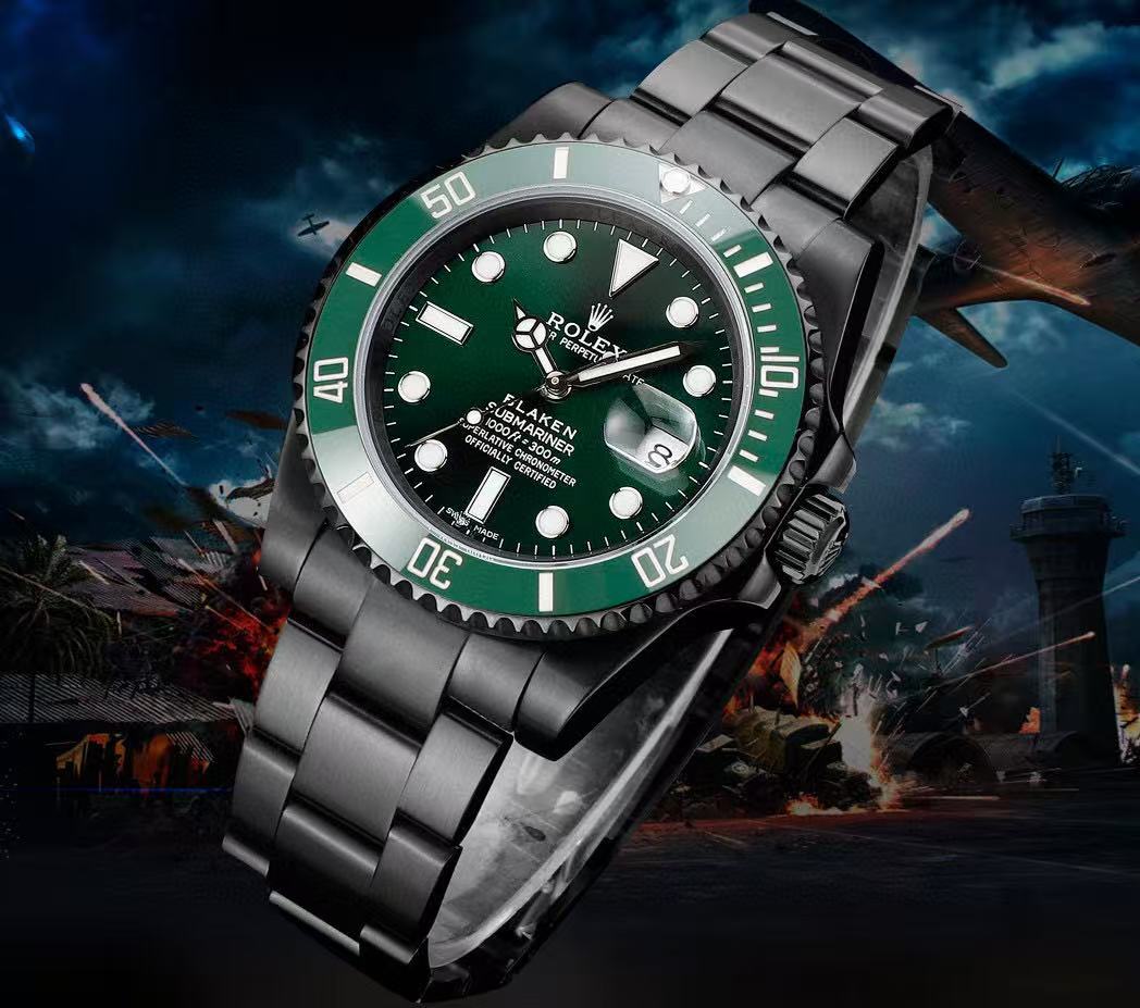 [TOP] ROLEX Submariner Date Black PVD/DLC Coated Stainless Steel Watch - Green