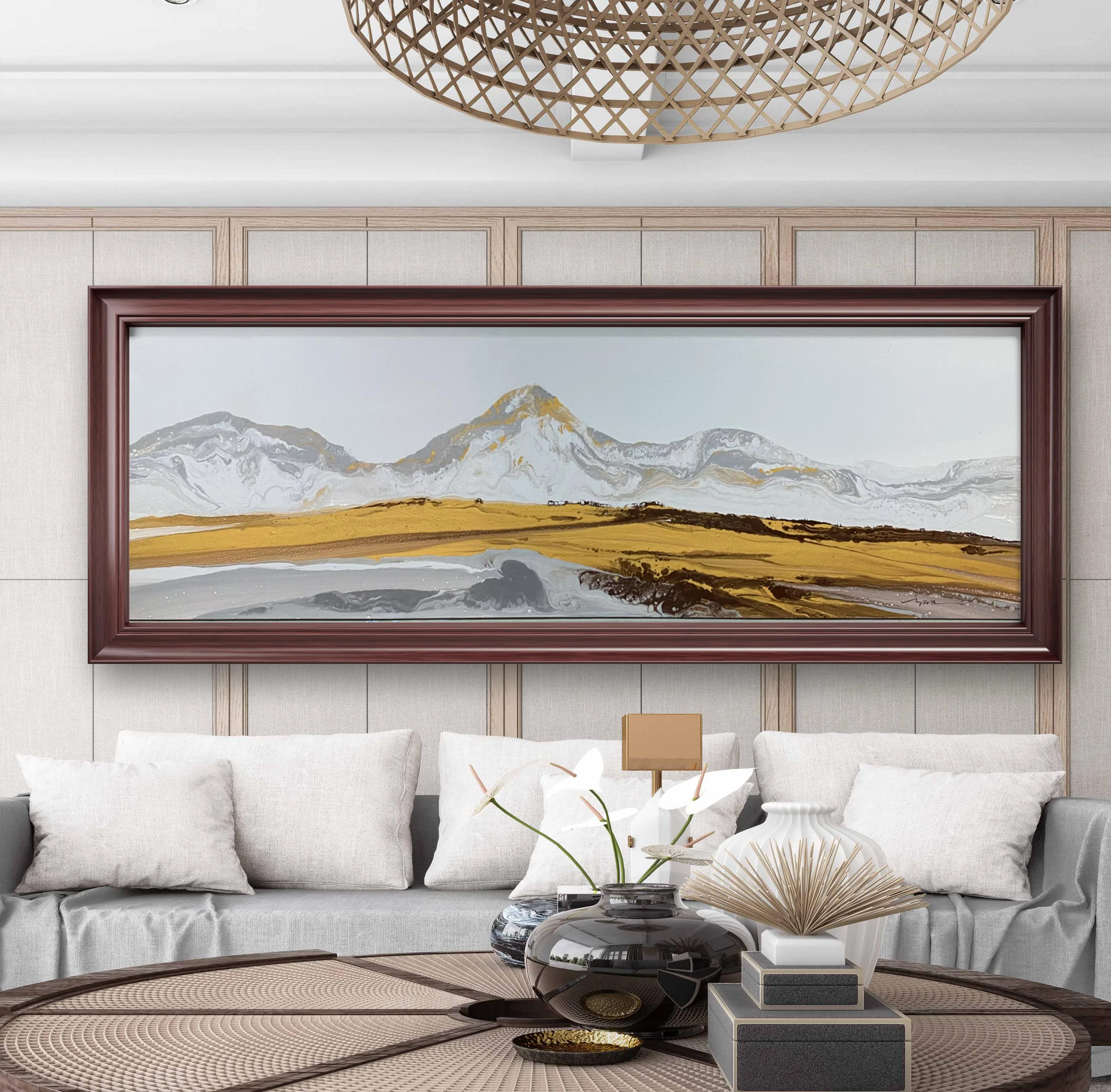 Golden snow-capped mountains