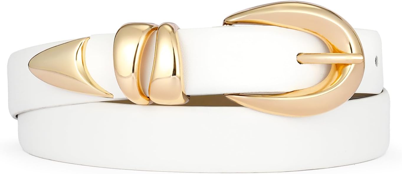 RISANTRY Leather Belt for Women Stylish Design with Gold Buckle Ladies Black Belt Perfect for Jeans Dresses