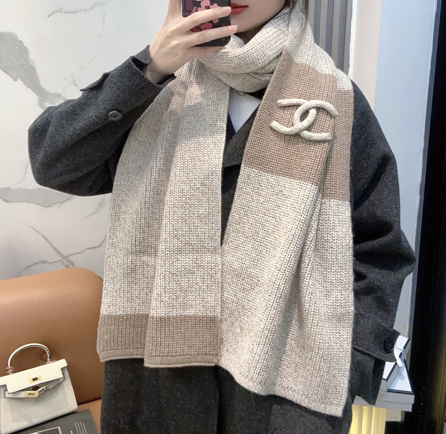 [TOP] CHANEL Cashmere  Scarf 175*30cm - 3 Colors