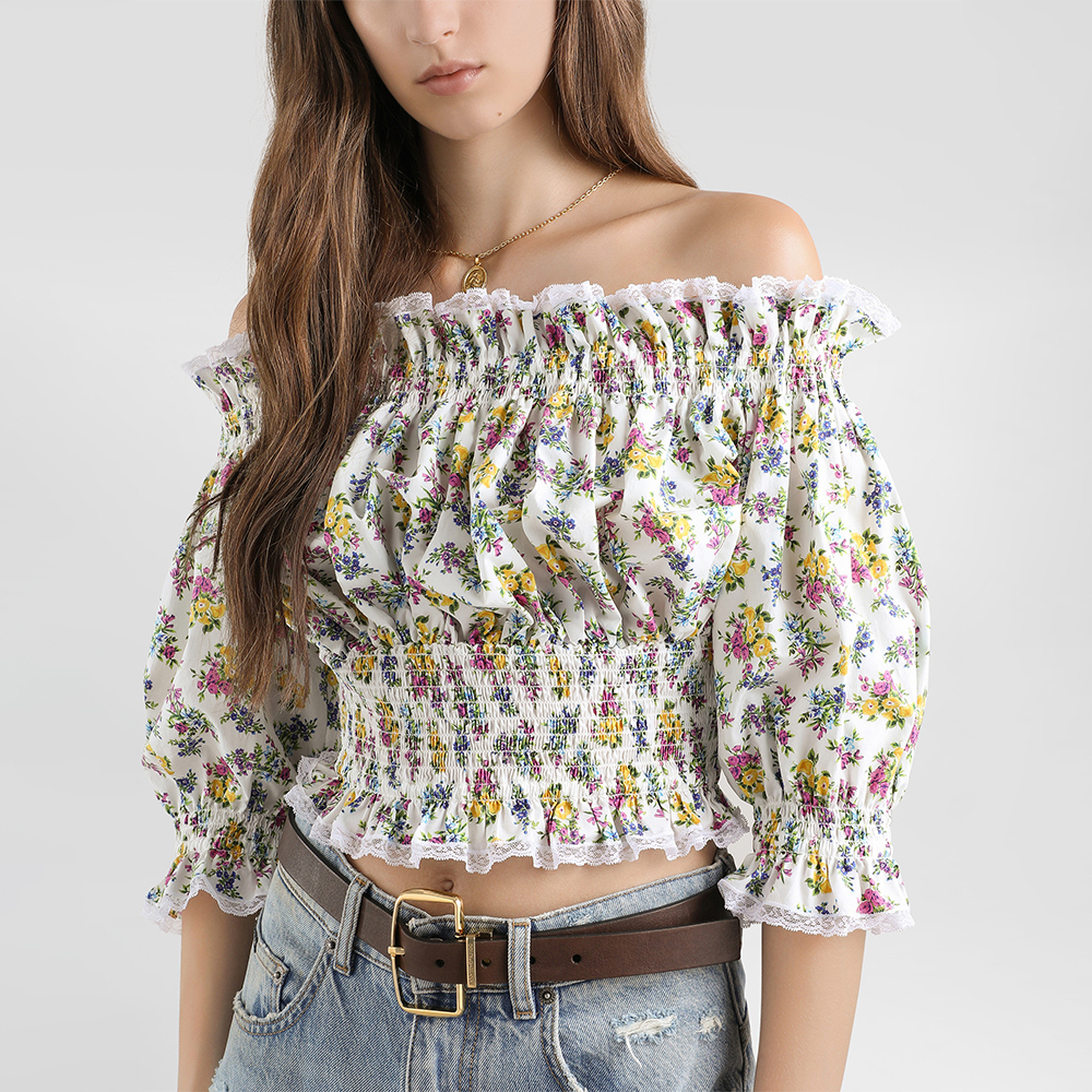 Designer Clothing Dolce&gabbana Poplin Floral Print Top #379236 | Nigo Office