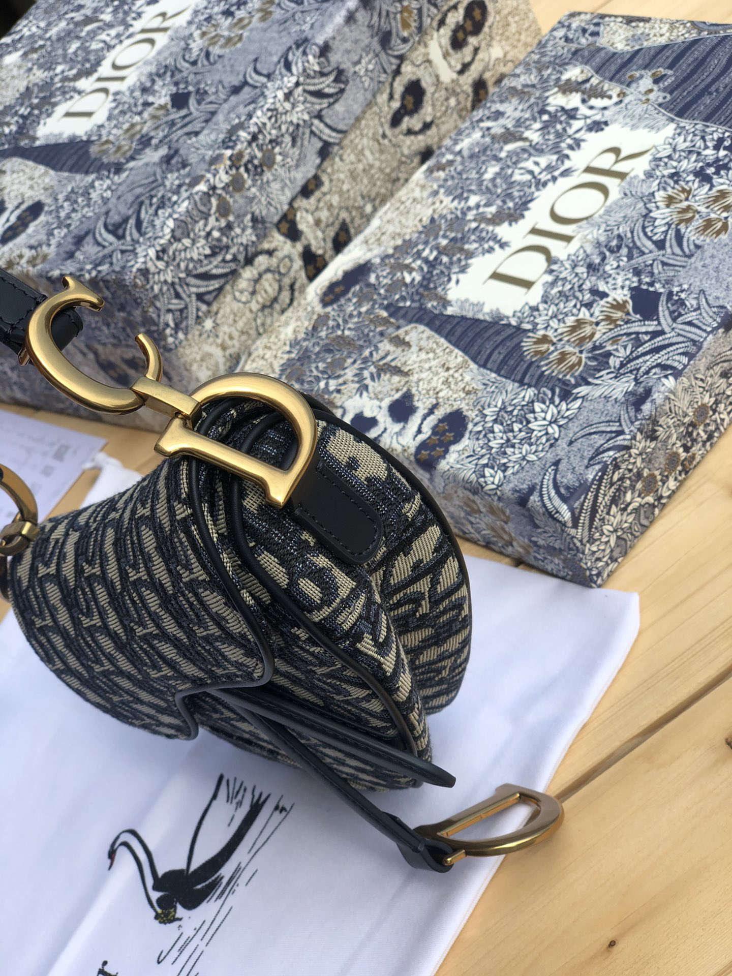 [TOP] Christian Dior Saddle Bag Oblique 21x18x5cm - Navy Blue