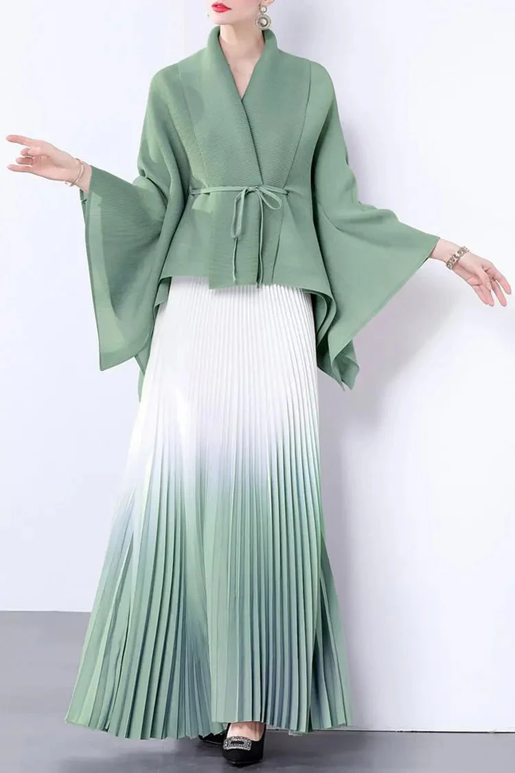Elegant Pleated Skirt Two-Piece Set