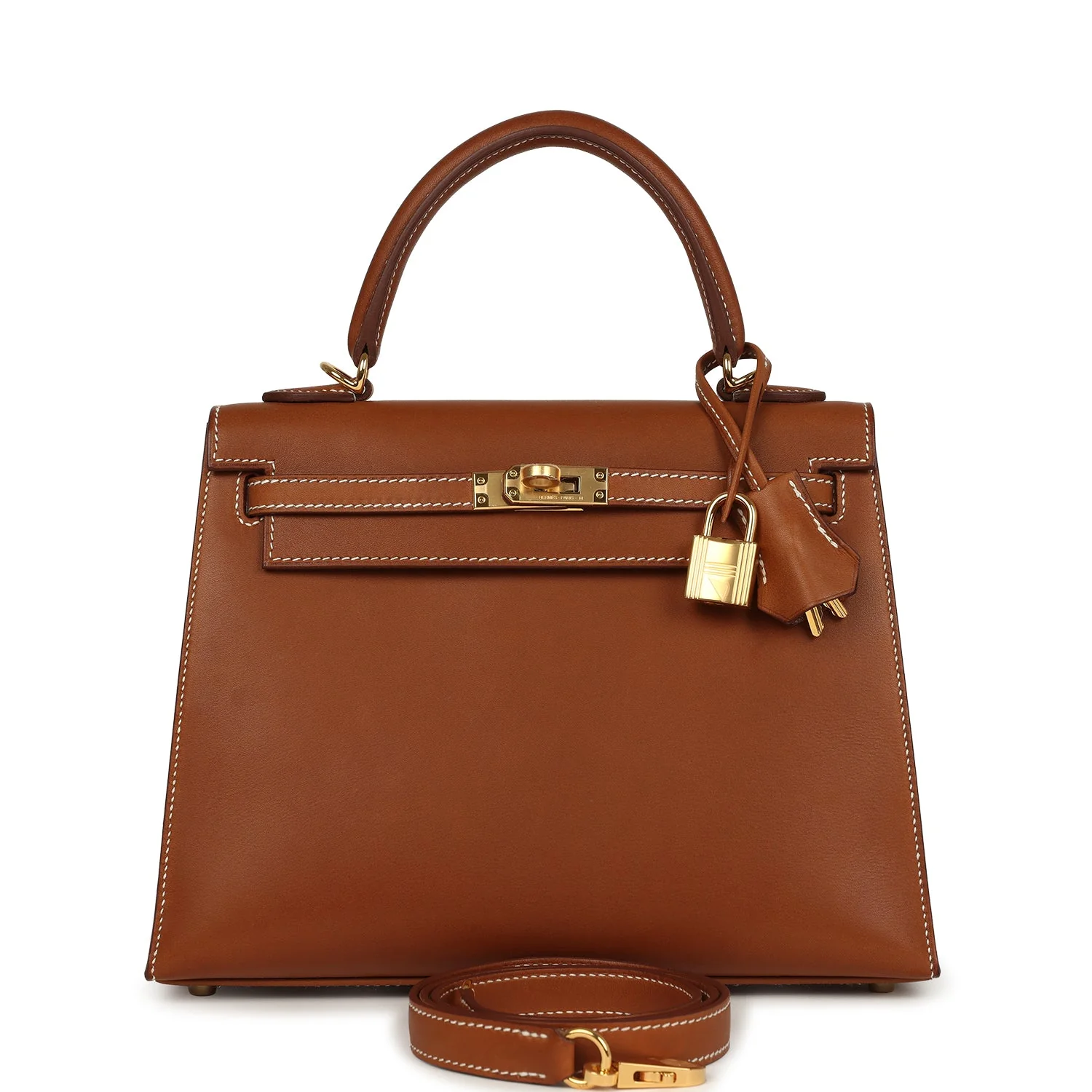 Hermes Kelly Sellier  Fauve Barenia Gold Hardware