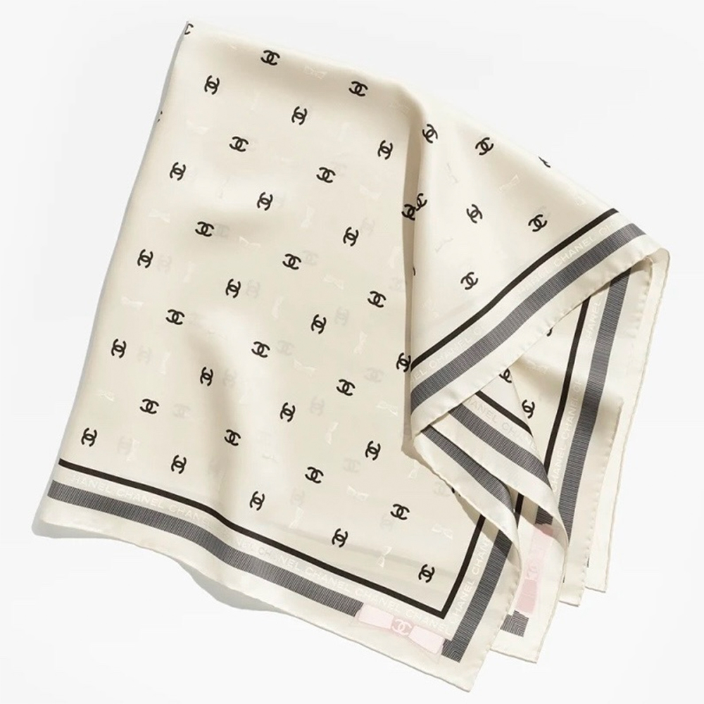 Chanel Scarf Chanel Small Bow Printed Square Scarf #390665 | Nigo Office