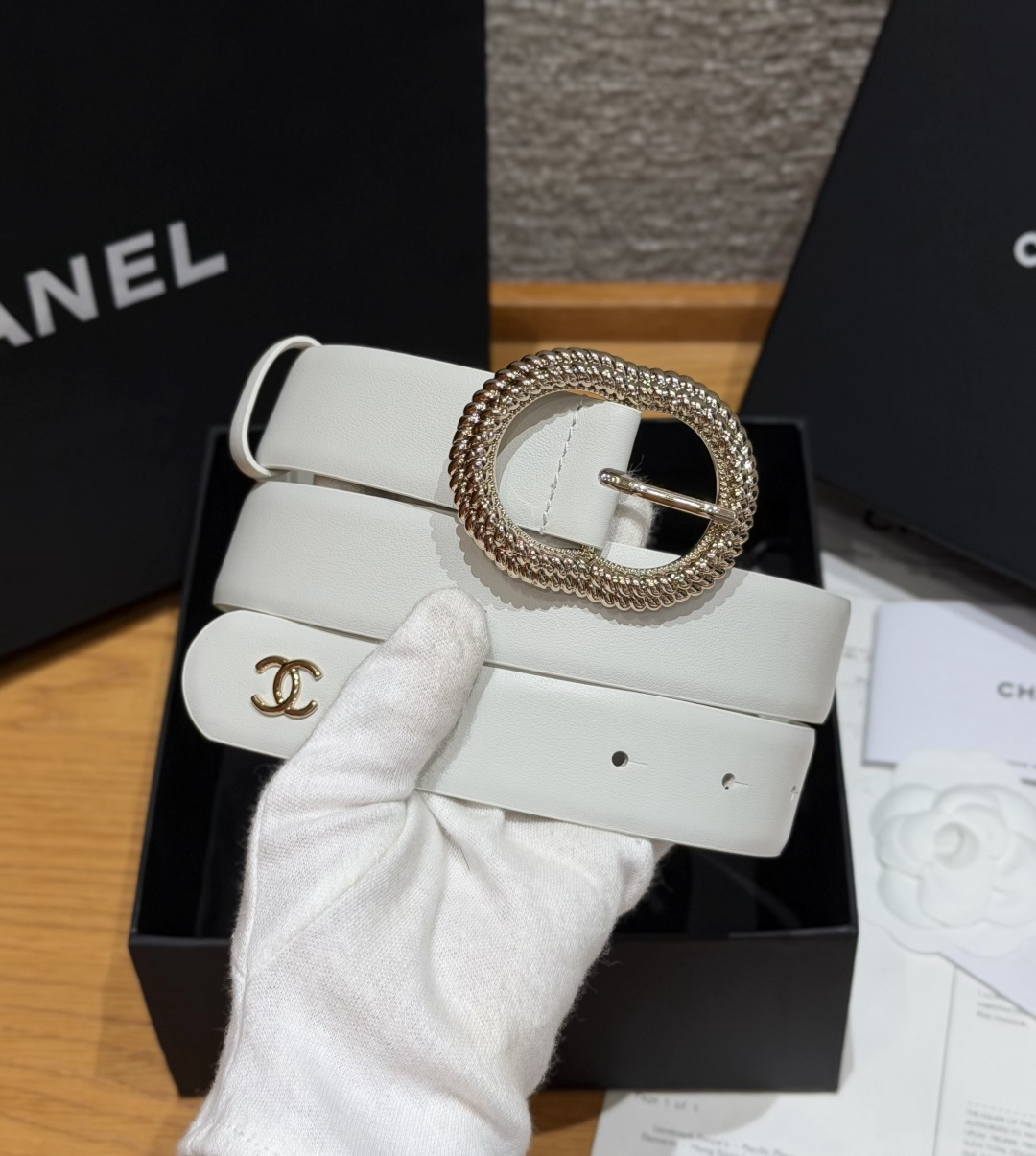 [TOP] CHANEL Cowhide Belt 3 cm - White - 711 Luxury