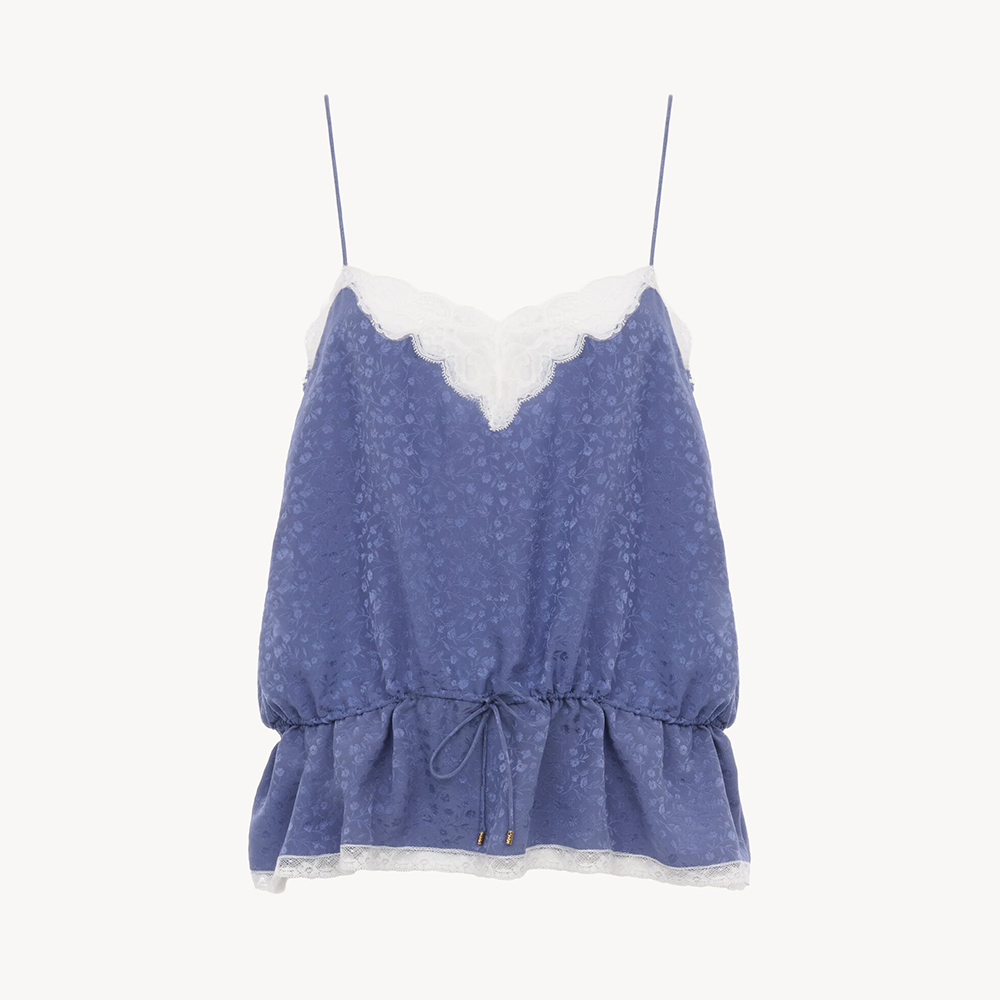 Chloé Drawstring Camisole Top in Silk Jacquard Lace #388533
