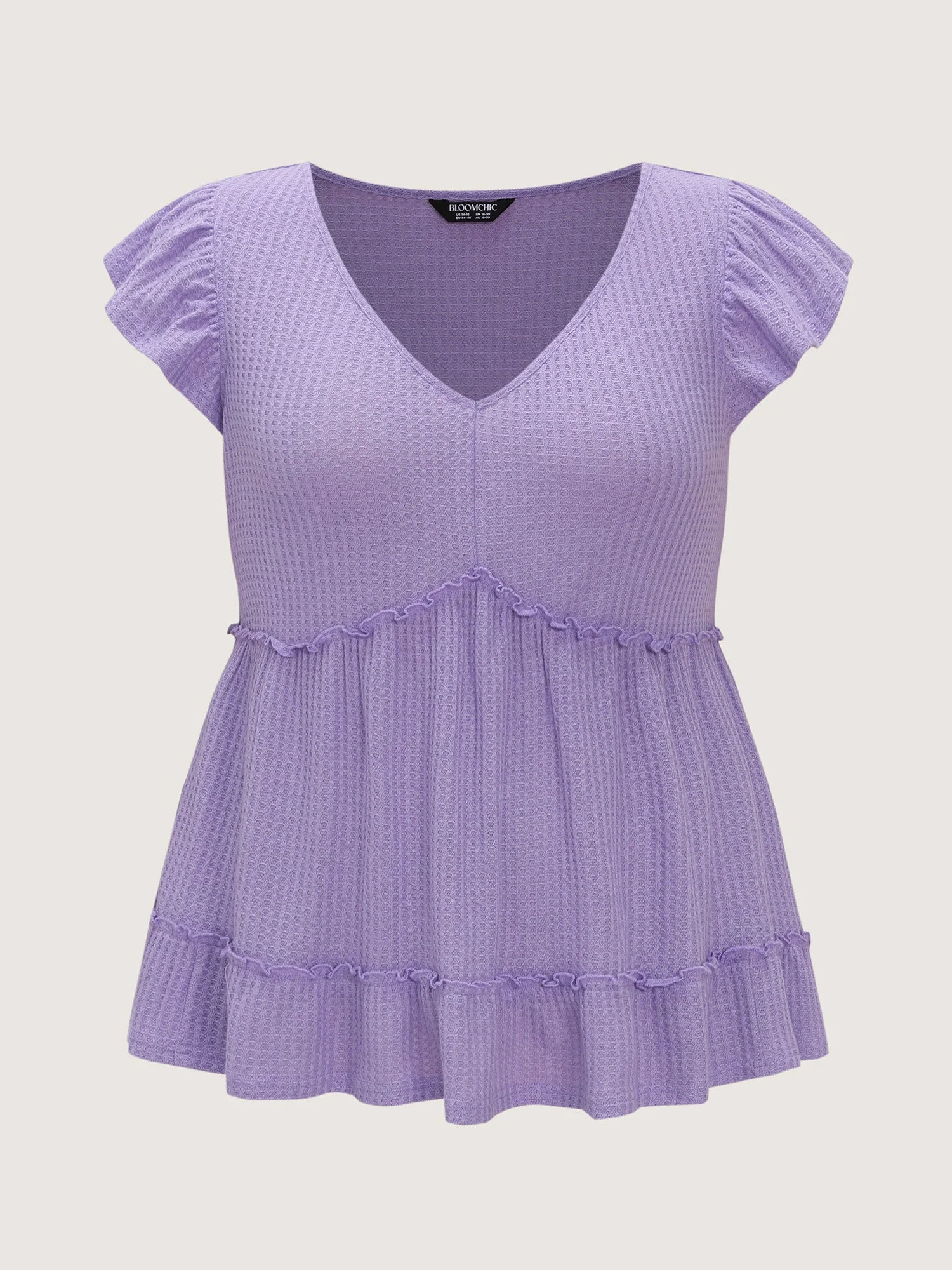 Stretchy Textured Flutter Sleeve Knit Top