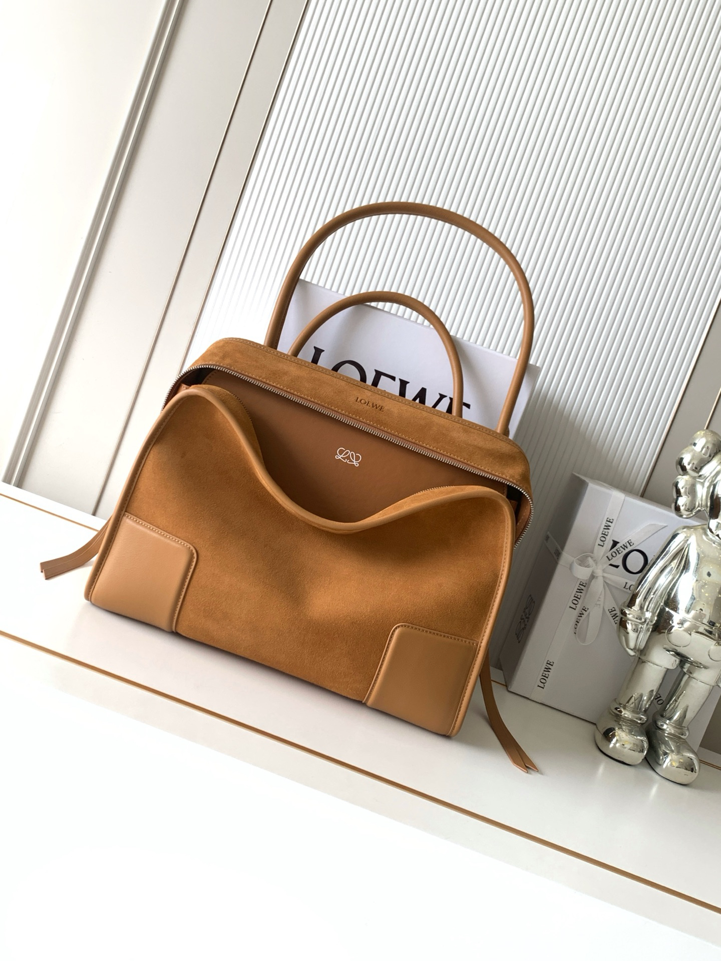 [TOP] LOEWE Amazona 180 Suede Bag 34.5*27*14 CM - Yellowish Brown - 711 Luxury