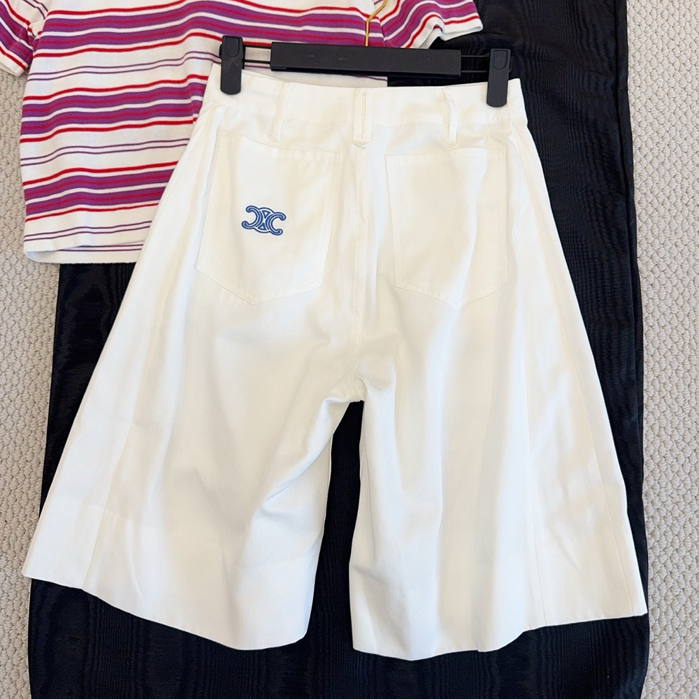 Celine White Cropped Pants #389243