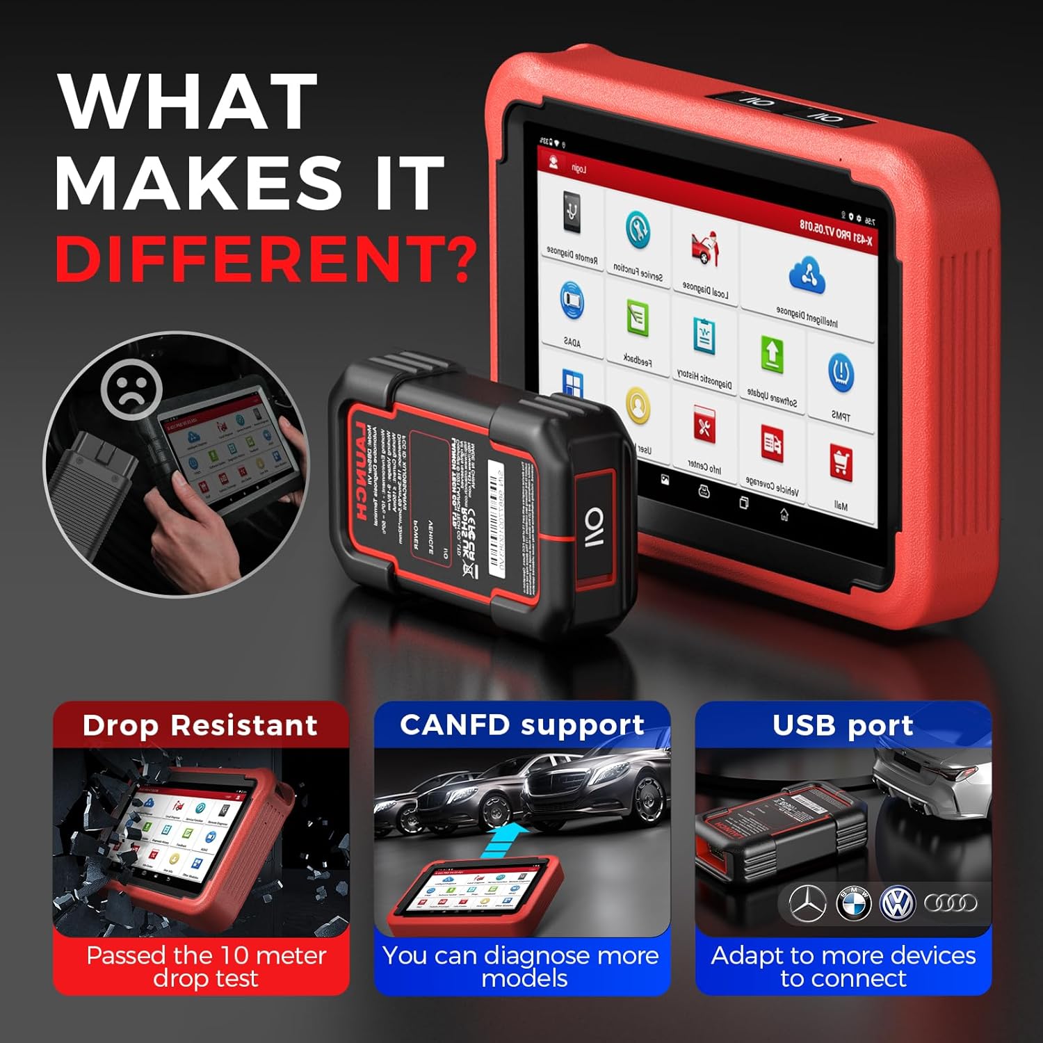 LAUNCH X431 V+ 5.0 Scan Tool with 2025 CANFD Connector, 37 Reset & OE-Level Diagnostics