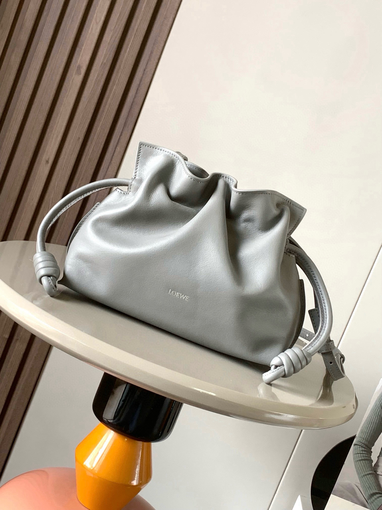 [TOP] LOEWE Flamenco Bag Cowhide Leather 23x18x9cm - Gray