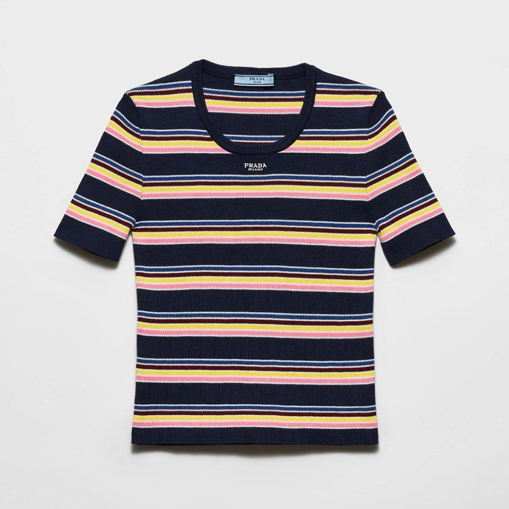 Prada Striped T-shirt in Blue #386049