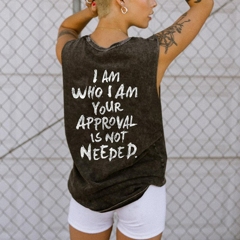 who am i i am your approval no printed women's crew neck vest