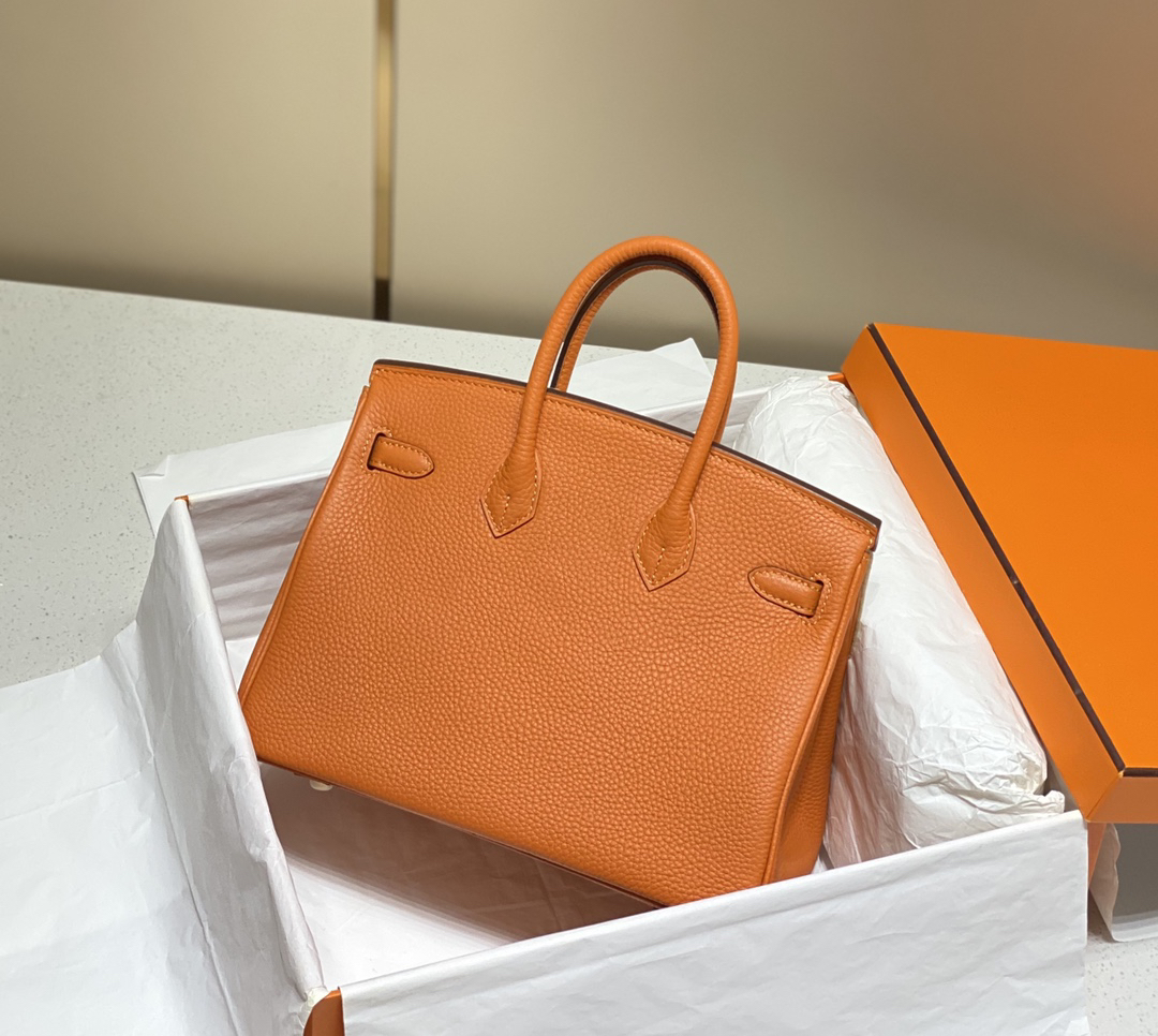 [TOP] HERMES Birkin Togo Leather 25cm - Orange & GHW