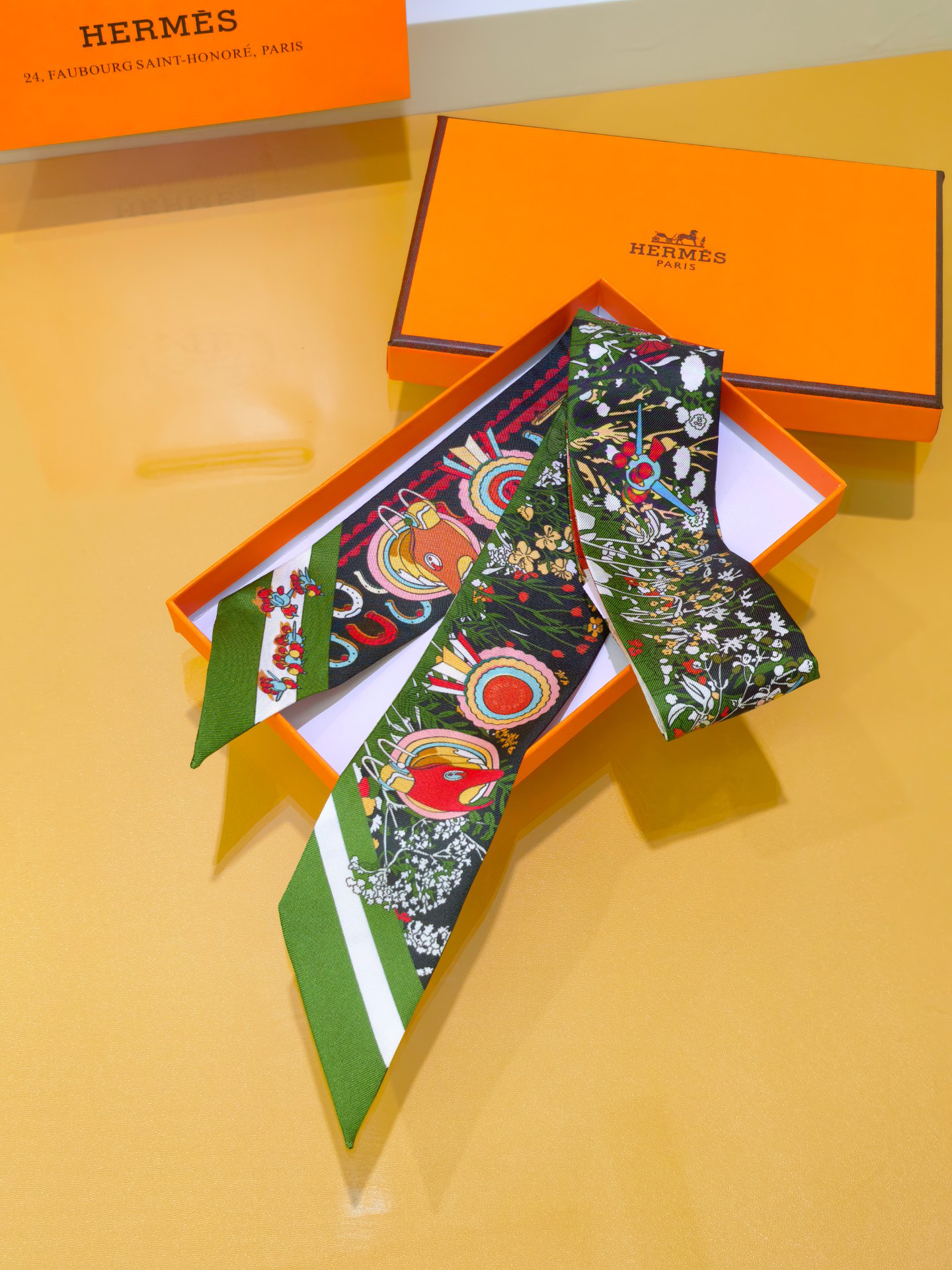 [TOP] HERMES Twilly Scarf 5x86cm - Black - 711 Luxury