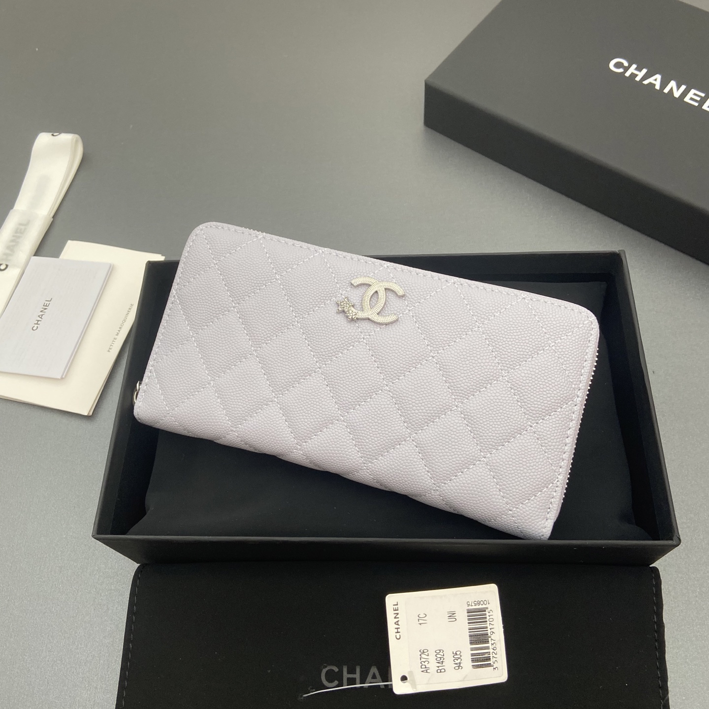 [TOP] CHANEL Caviar Skin Wallet 19cm - Light Purple - SHW - 711 Luxury