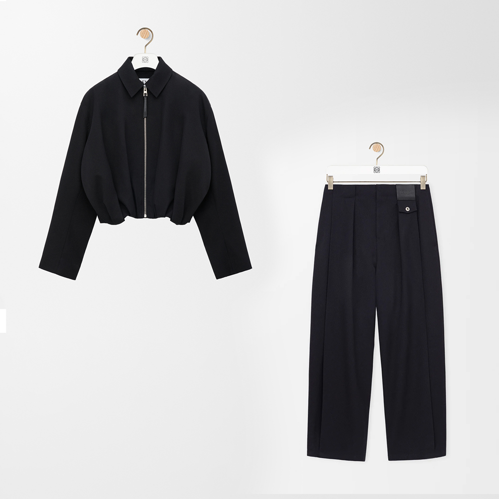LOEWE Draped Jacket in Cotton and Silk Black #393033