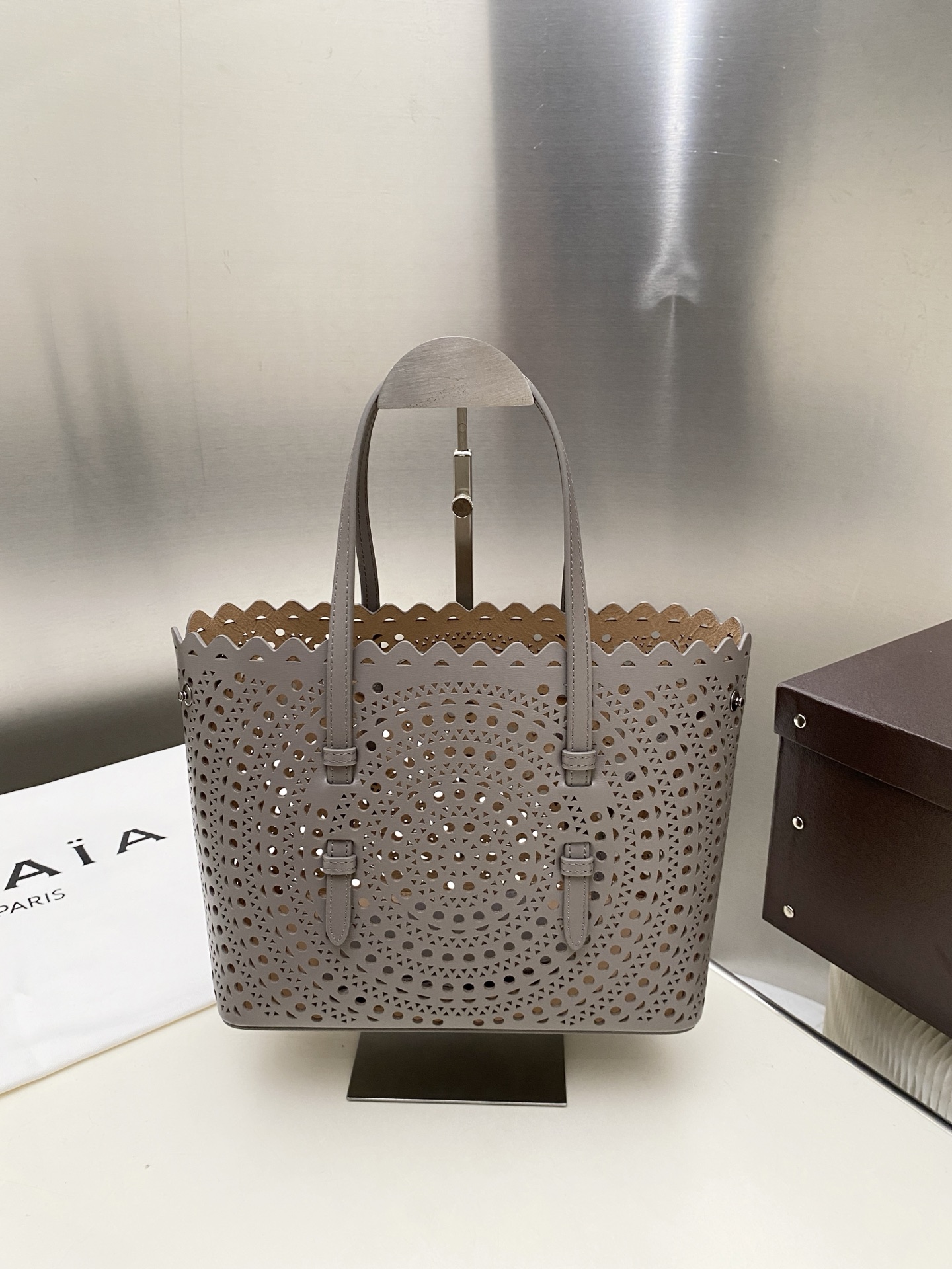[TOP] ALAIA LE MINA 25 Bag 25*20*12 cm - Grey - 711 Luxury