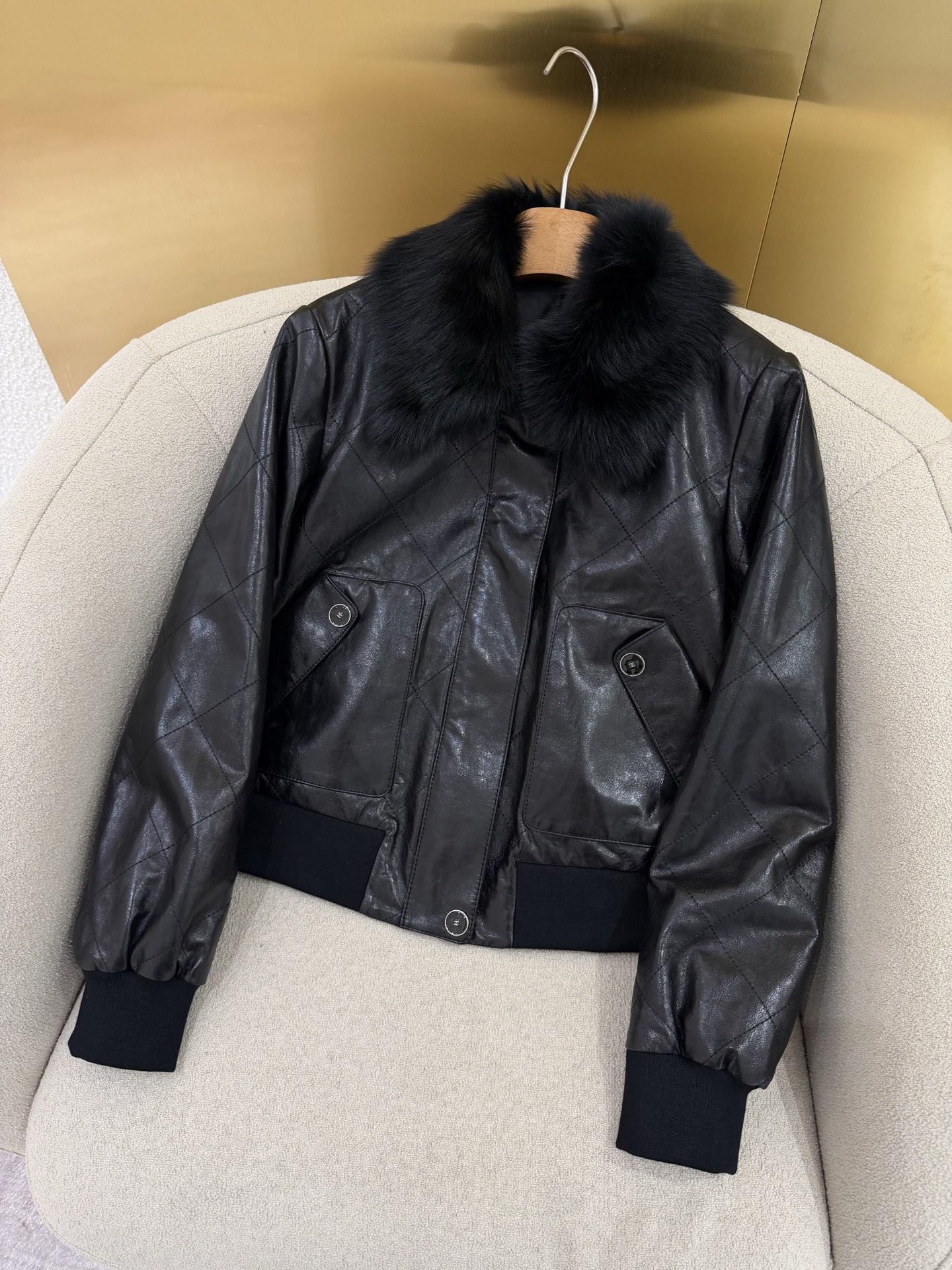 Chanel black Clothing CHANEL Jacket Lambskin Black #390667 View 2 | Nigo Office
