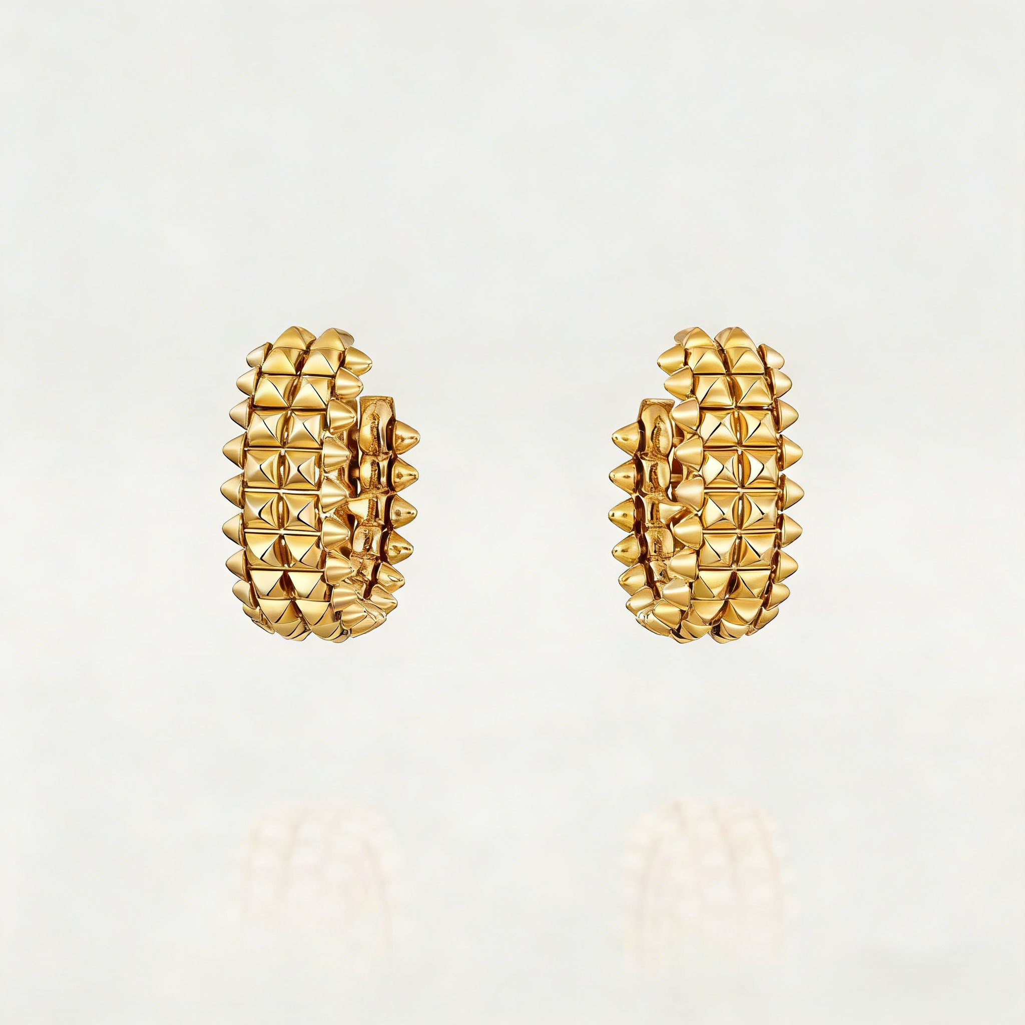 Carty Bullet Earrings, Yellow Gold, Double Row