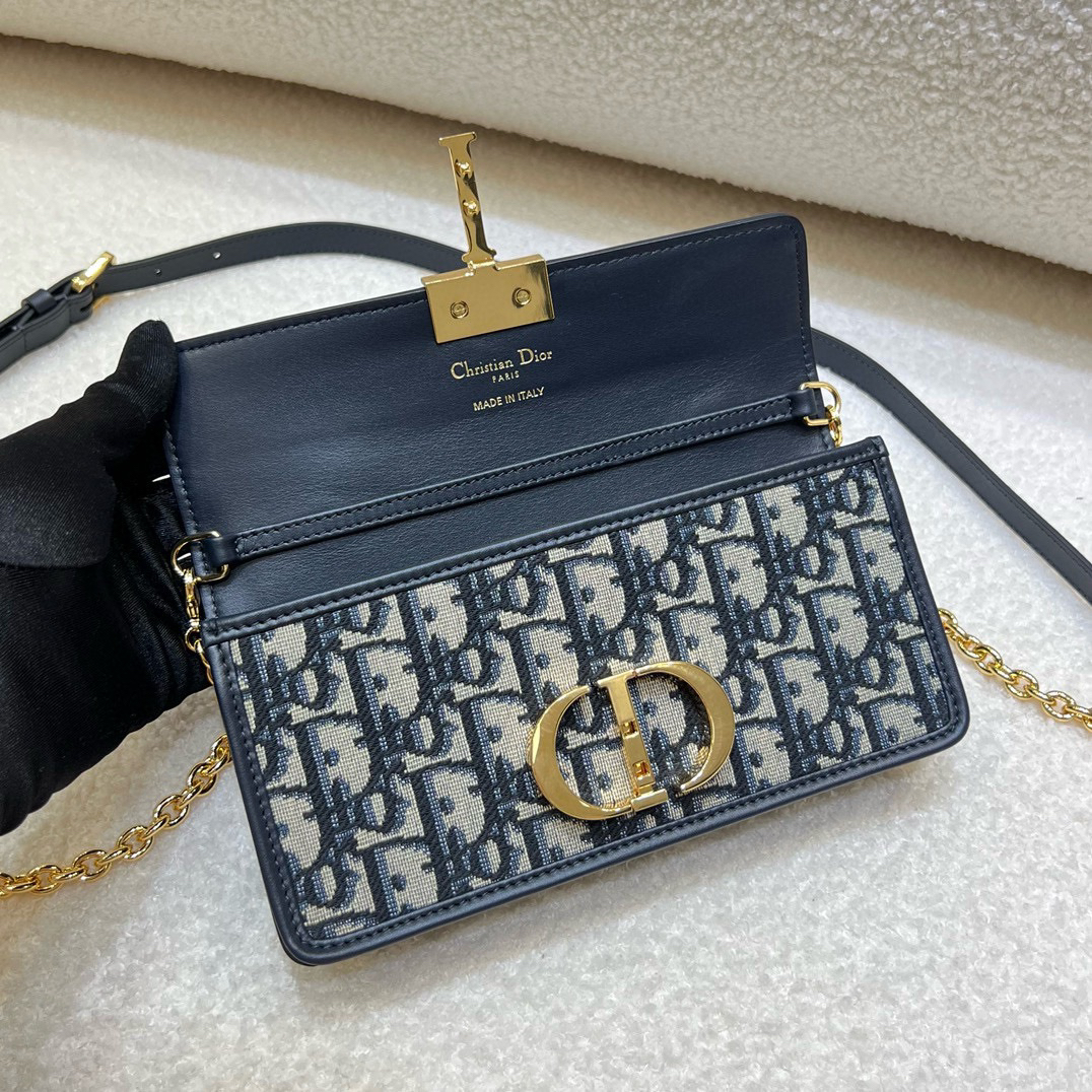 [TOP] Christian Dior Montaigne Bag Calfskin Mini 20*10*4cm - Navy Blue