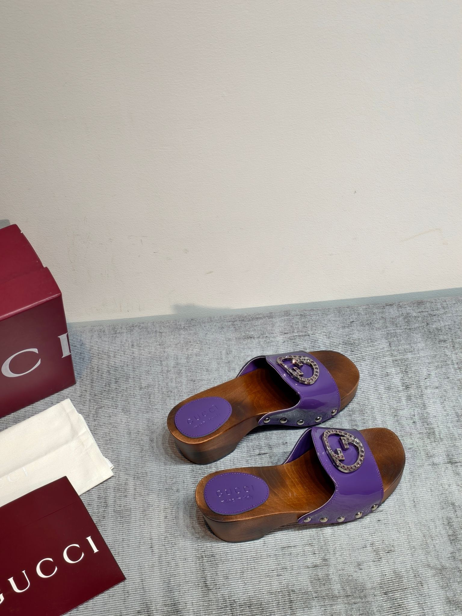 [TOP] GUCCI Platform Wooden-soled slides with GG Logo - Collections - 711 Luxury